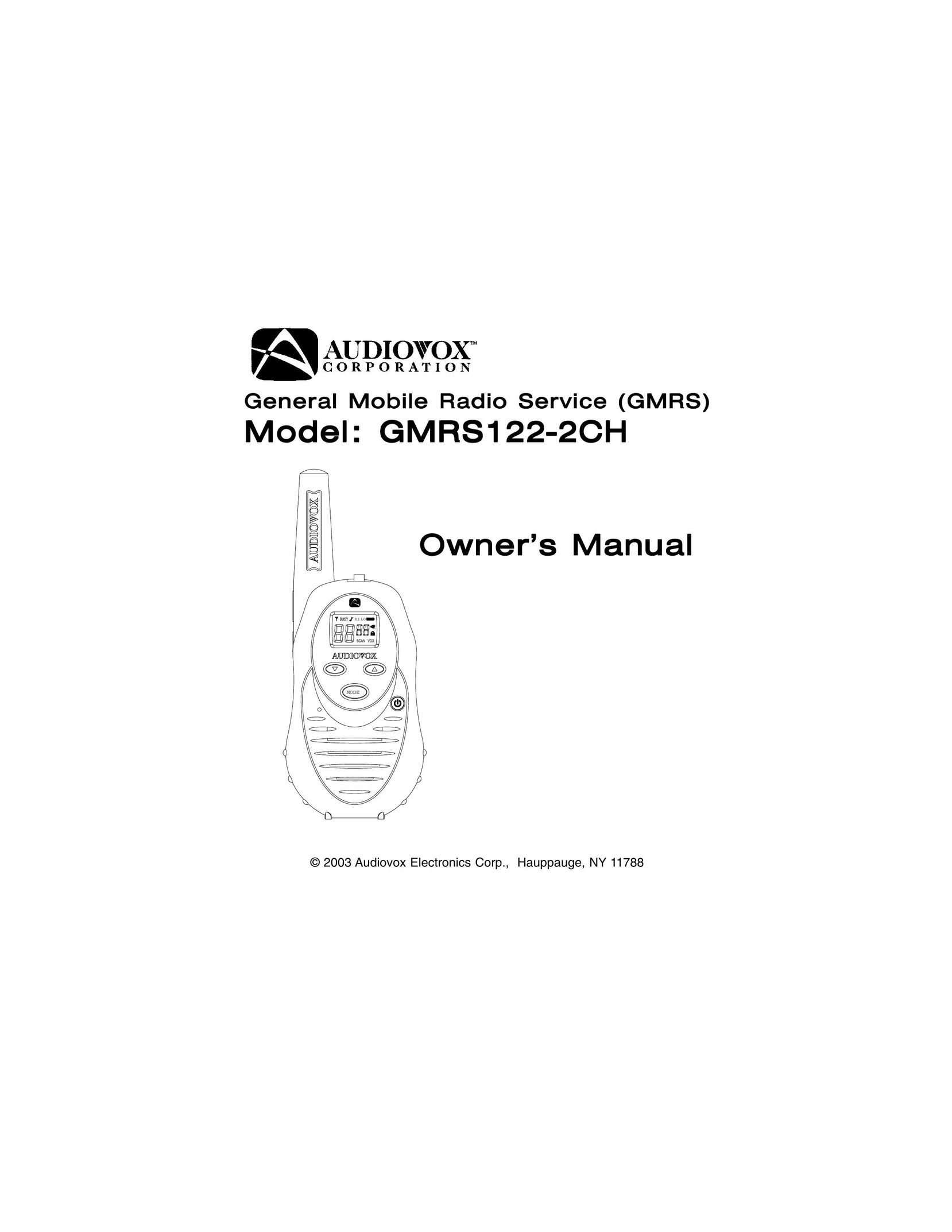 Audiovox GMRS1222CH Two-Way Radio User Manual