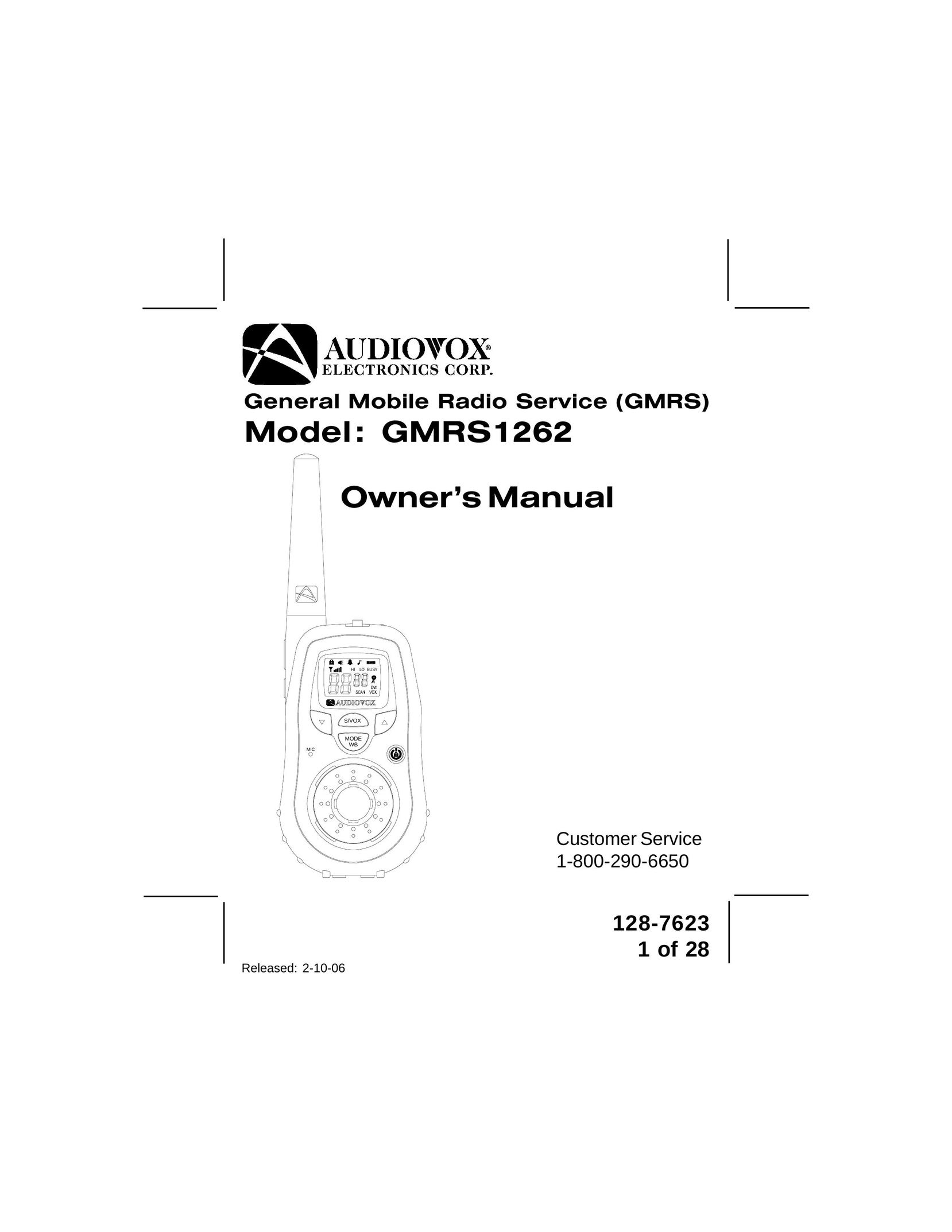 Audiovox GMRS1262 Two-Way Radio User Manual