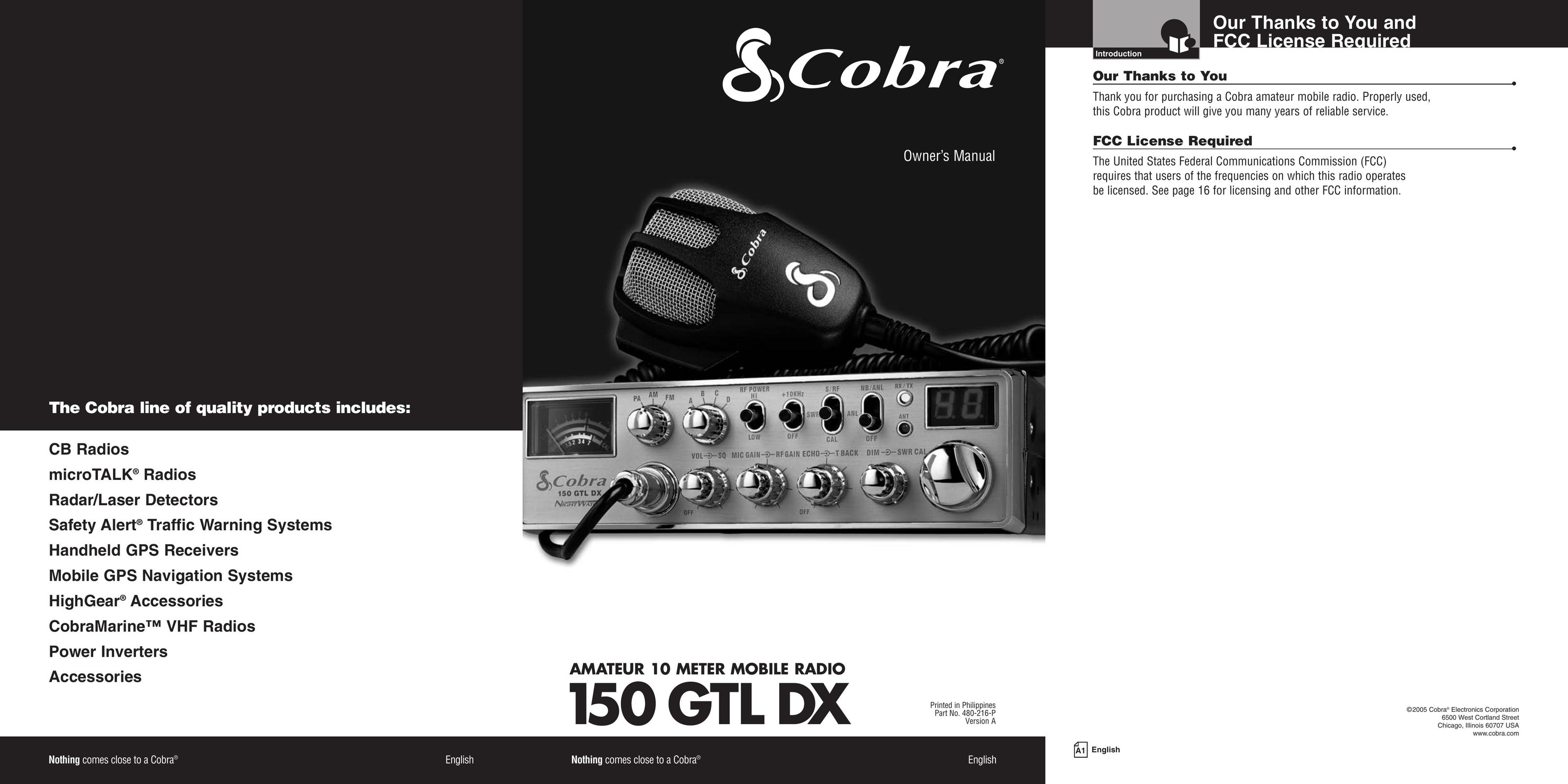 Cobra Electronics 150GTLDX Two-Way Radio User Manual