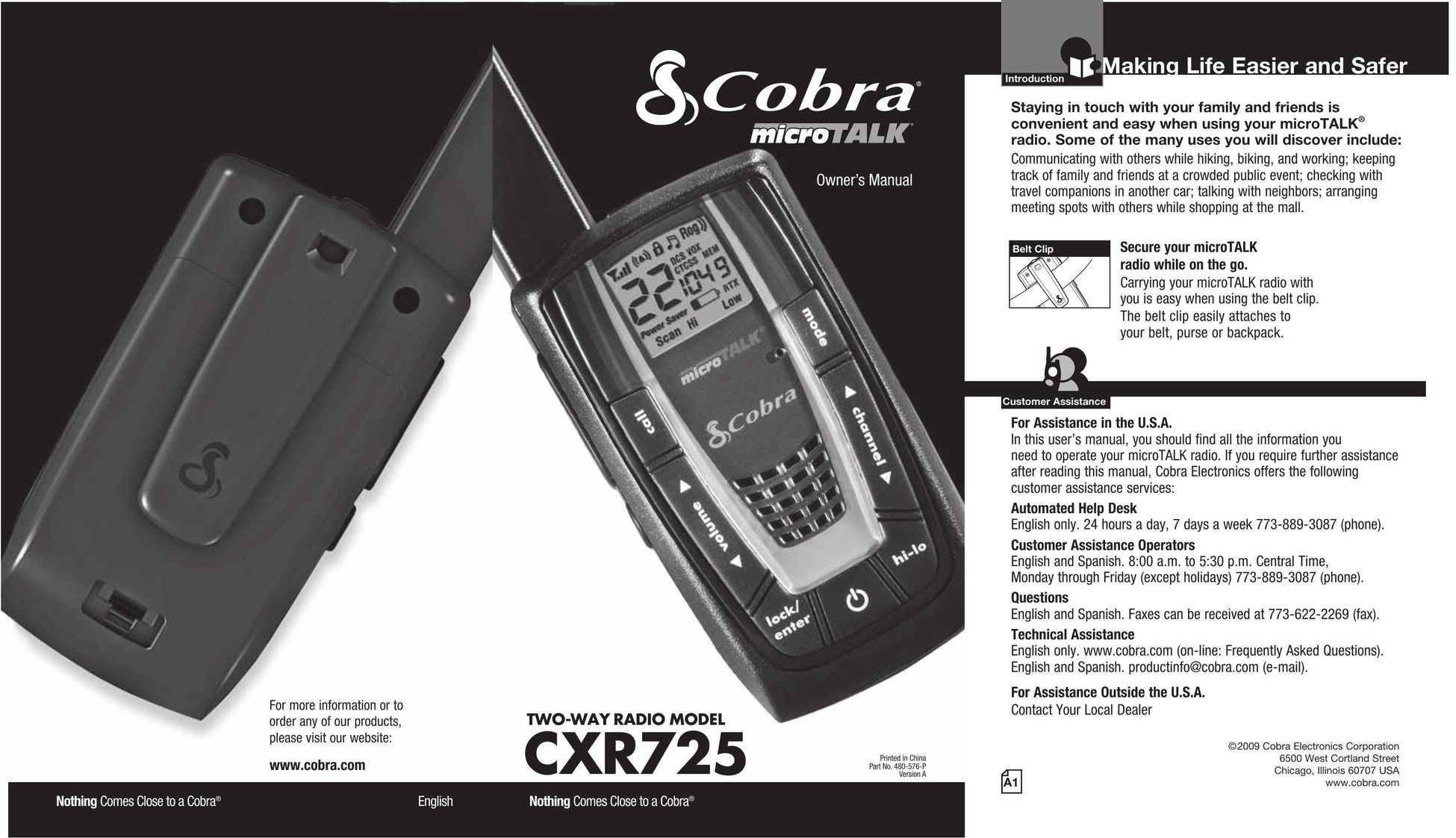 Cobra Electronics CXR725 Two-Way Radio User Manual