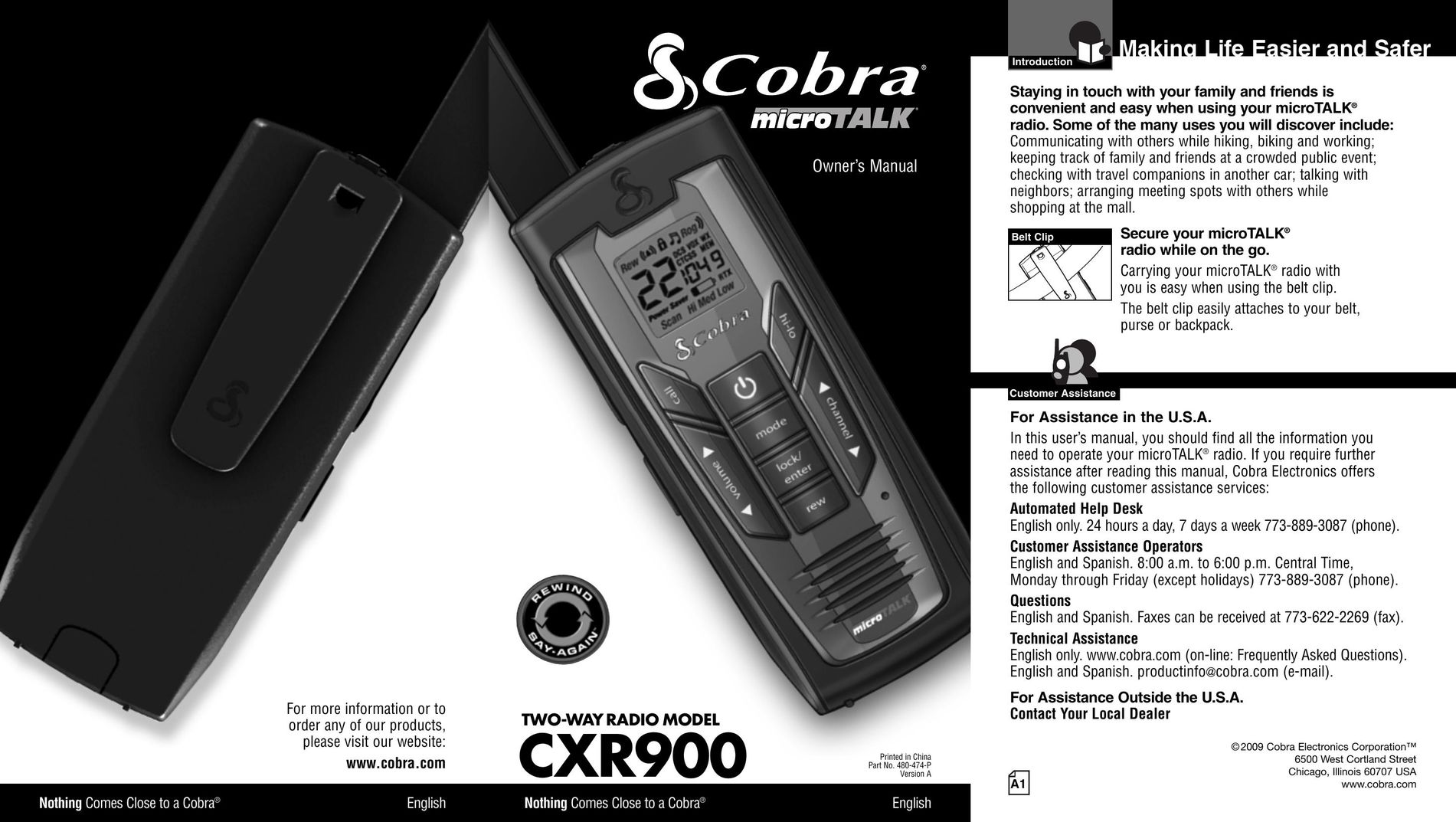 Cobra Electronics CXR900 Two-Way Radio User Manual