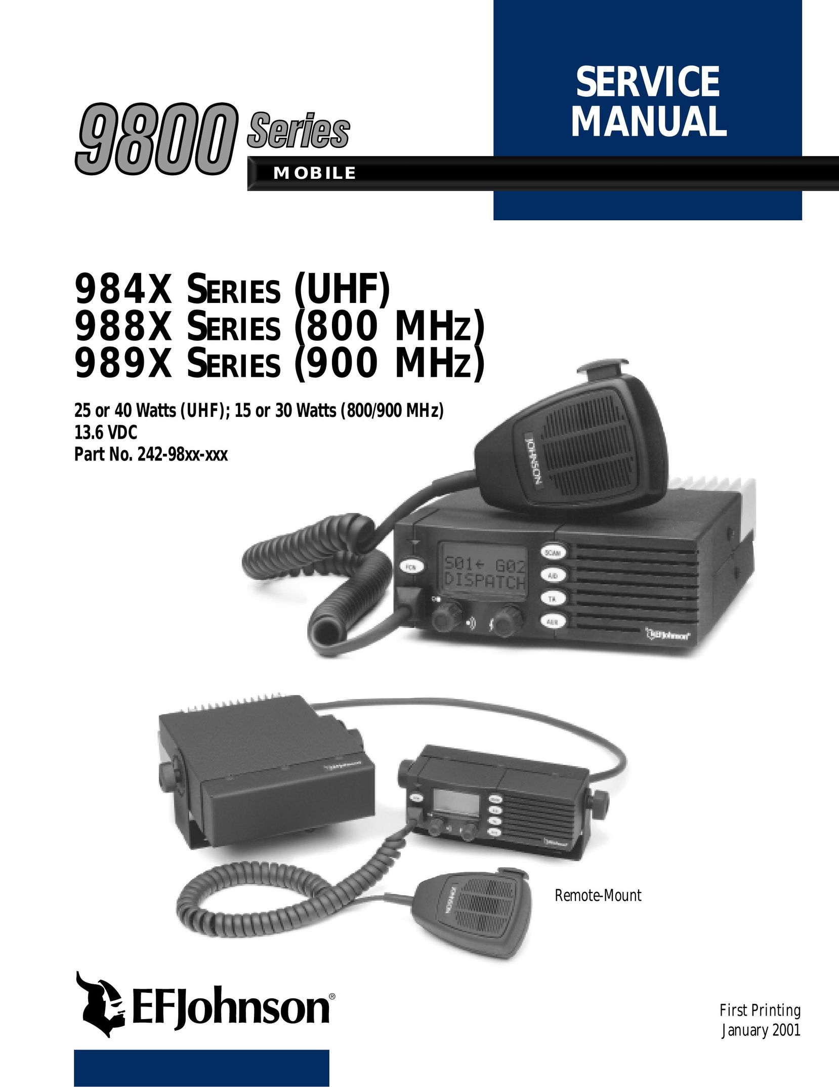 EFJohnson 001-9800-001 Two-Way Radio User Manual