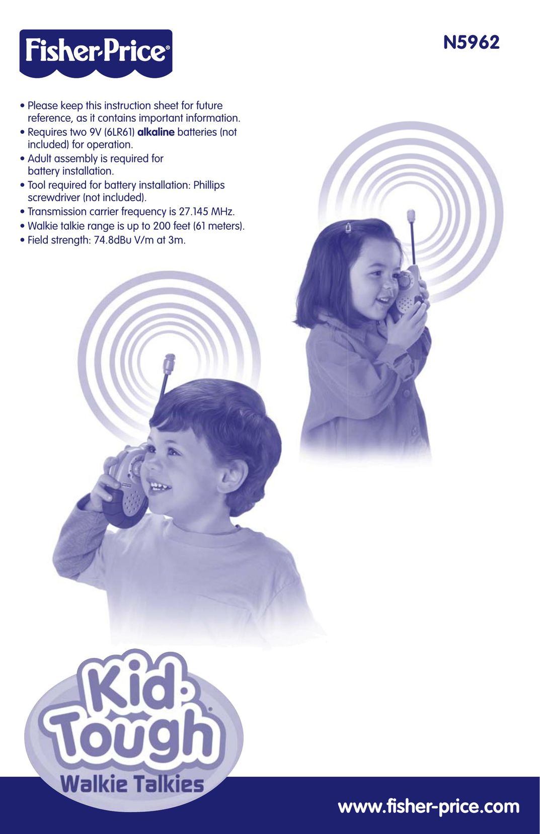 Fisher-Price N5962 Two-Way Radio User Manual