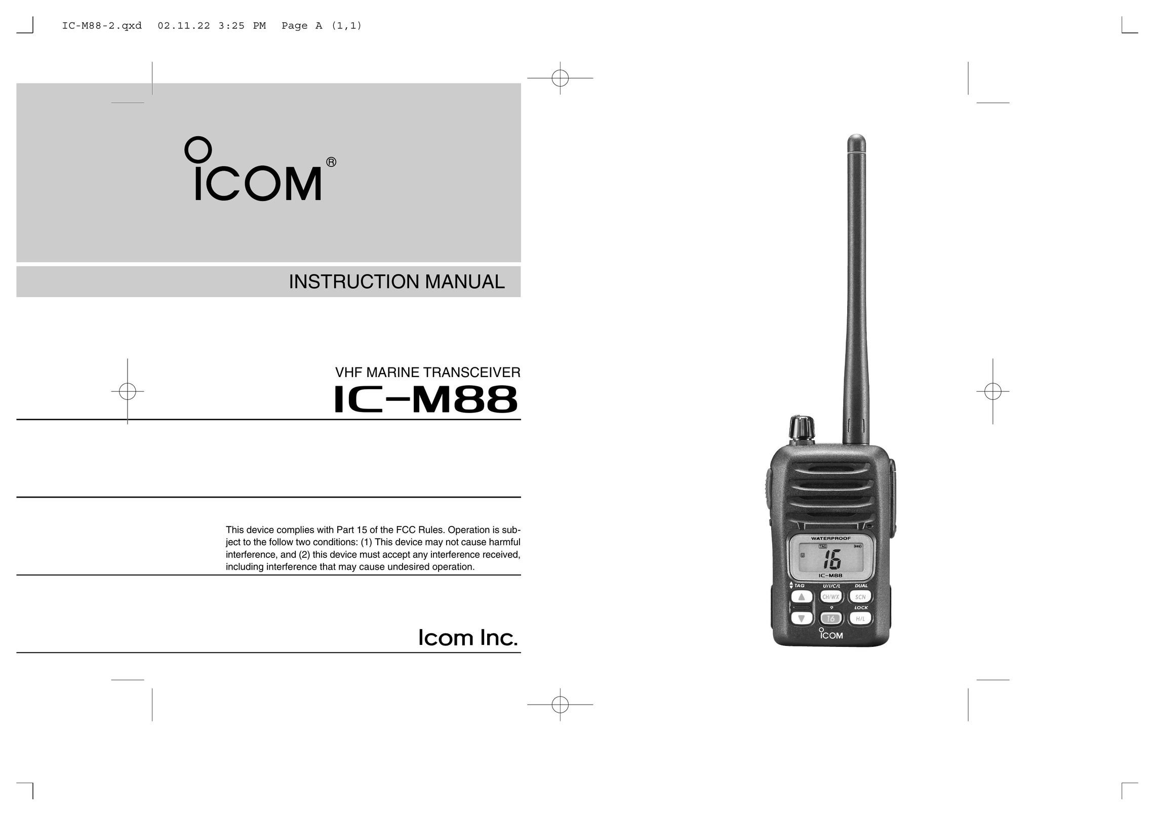Icom IC-M88 Two-Way Radio User Manual