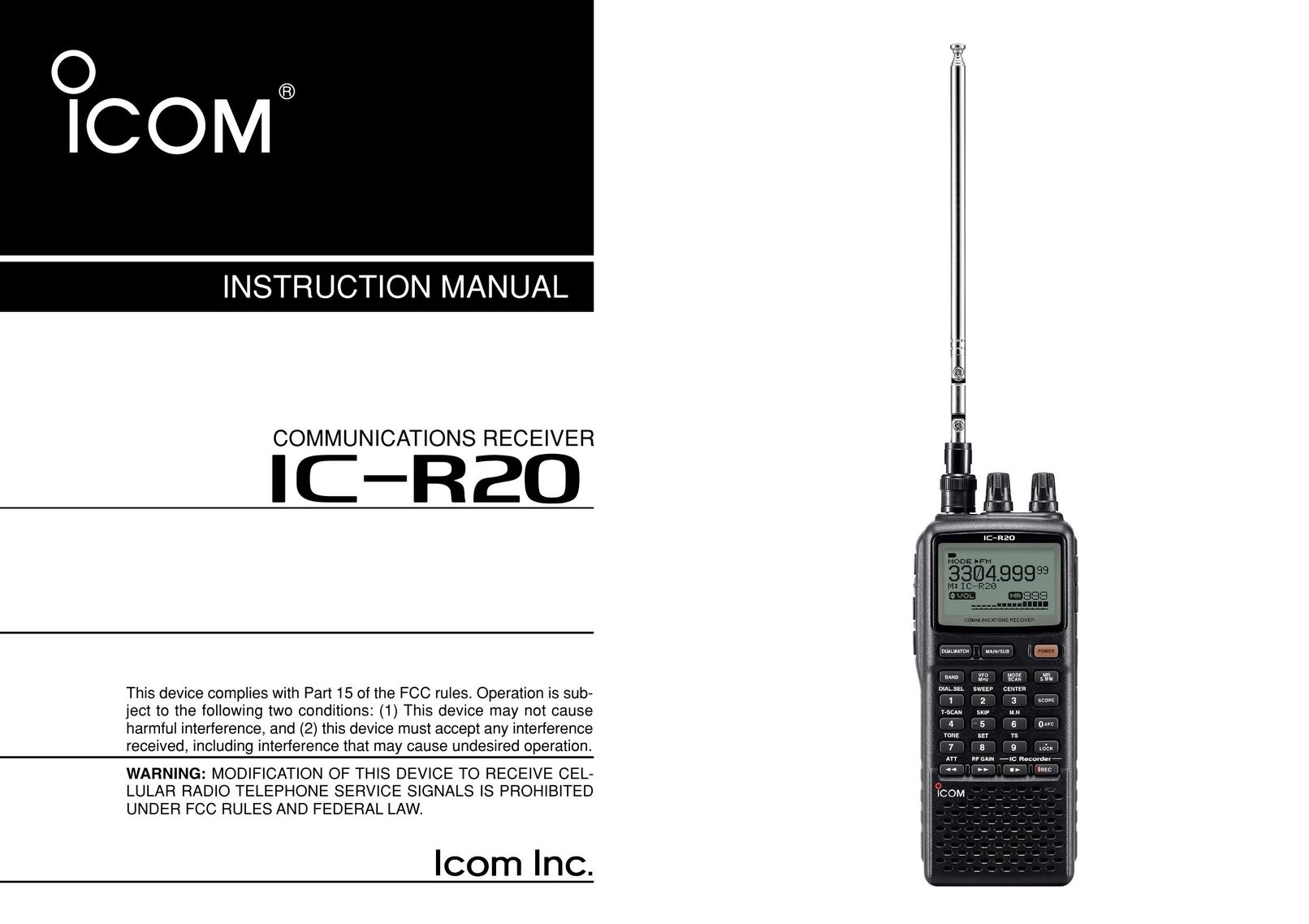 Icom IC-R20 Two-Way Radio User Manual