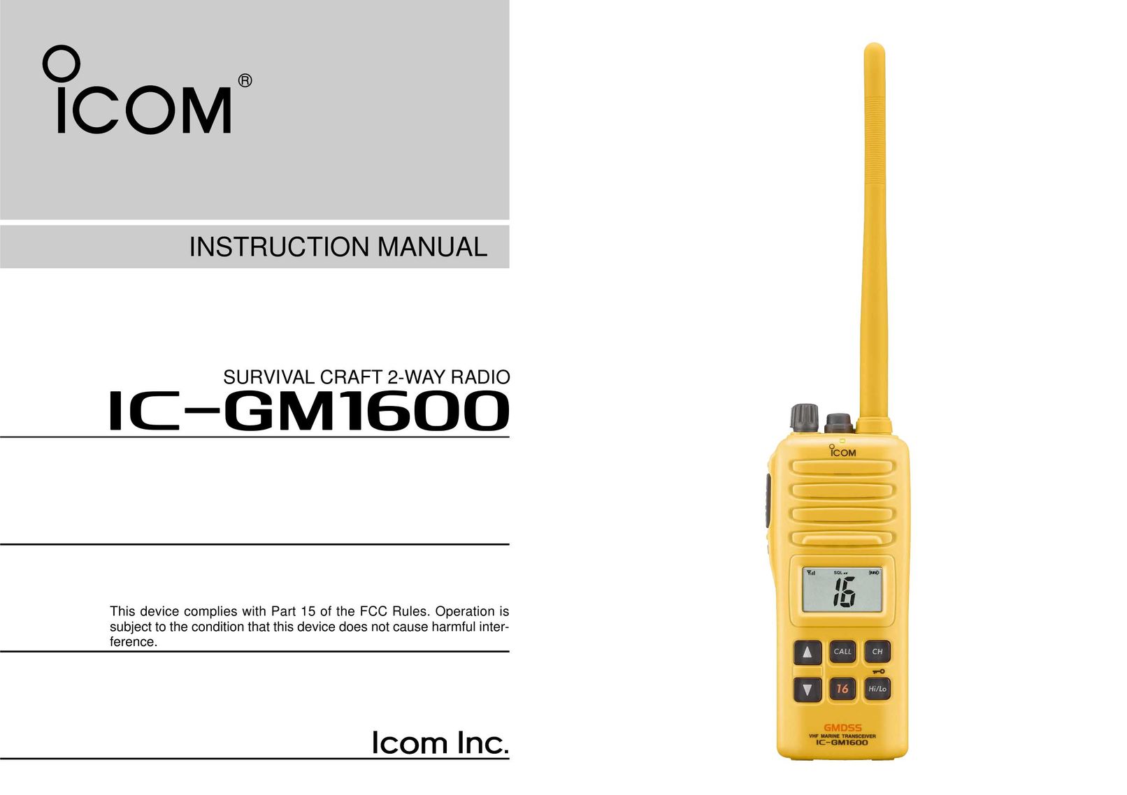 Icom IGM1600 Two-Way Radio User Manual