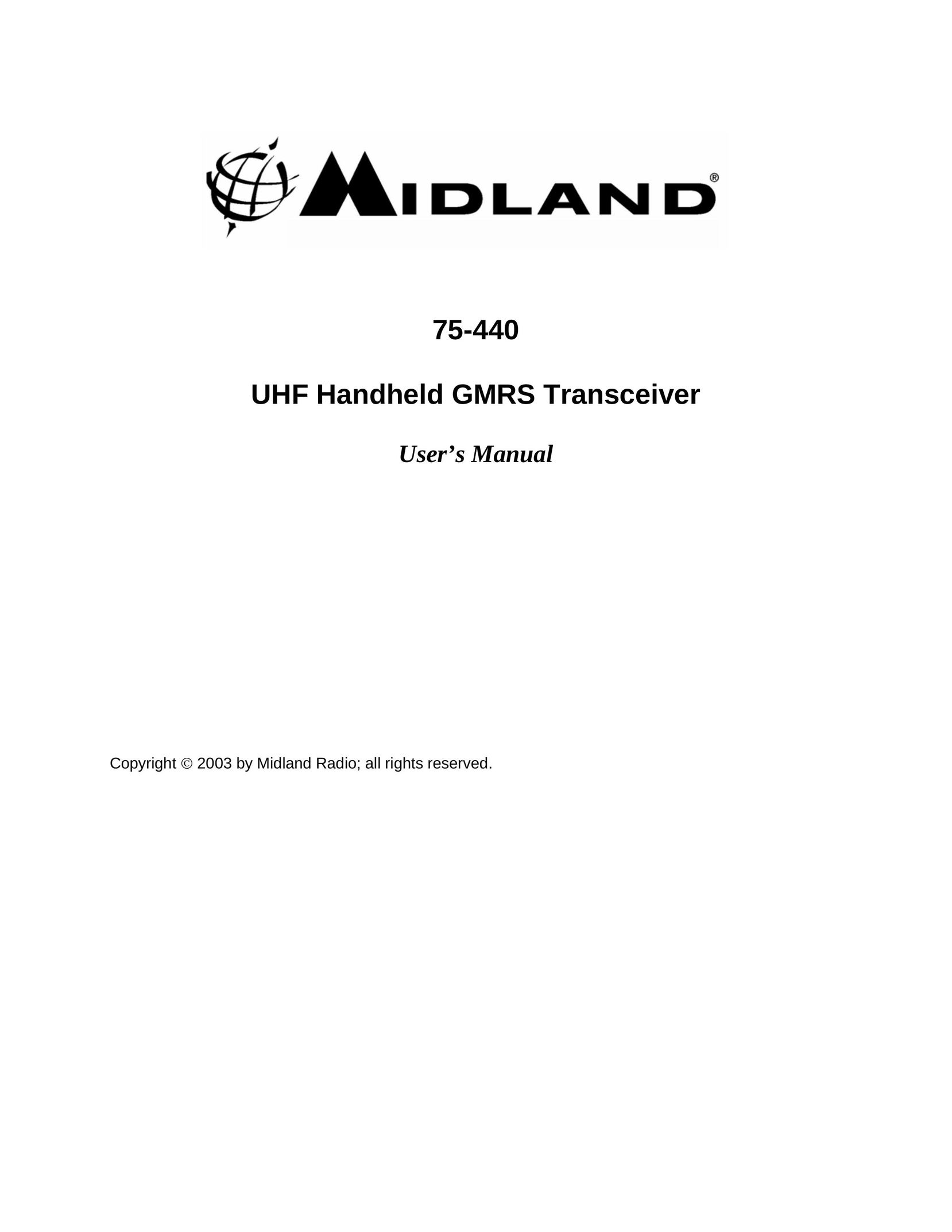 Midland Radio 75-440 Two-Way Radio User Manual