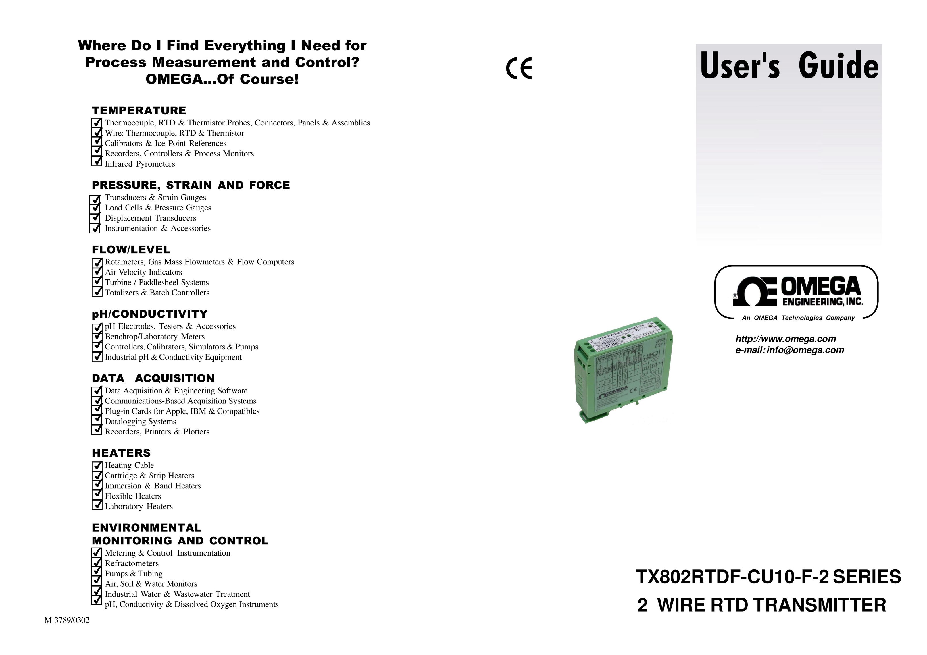 Omega Engineering TX802RTDF Two-Way Radio User Manual