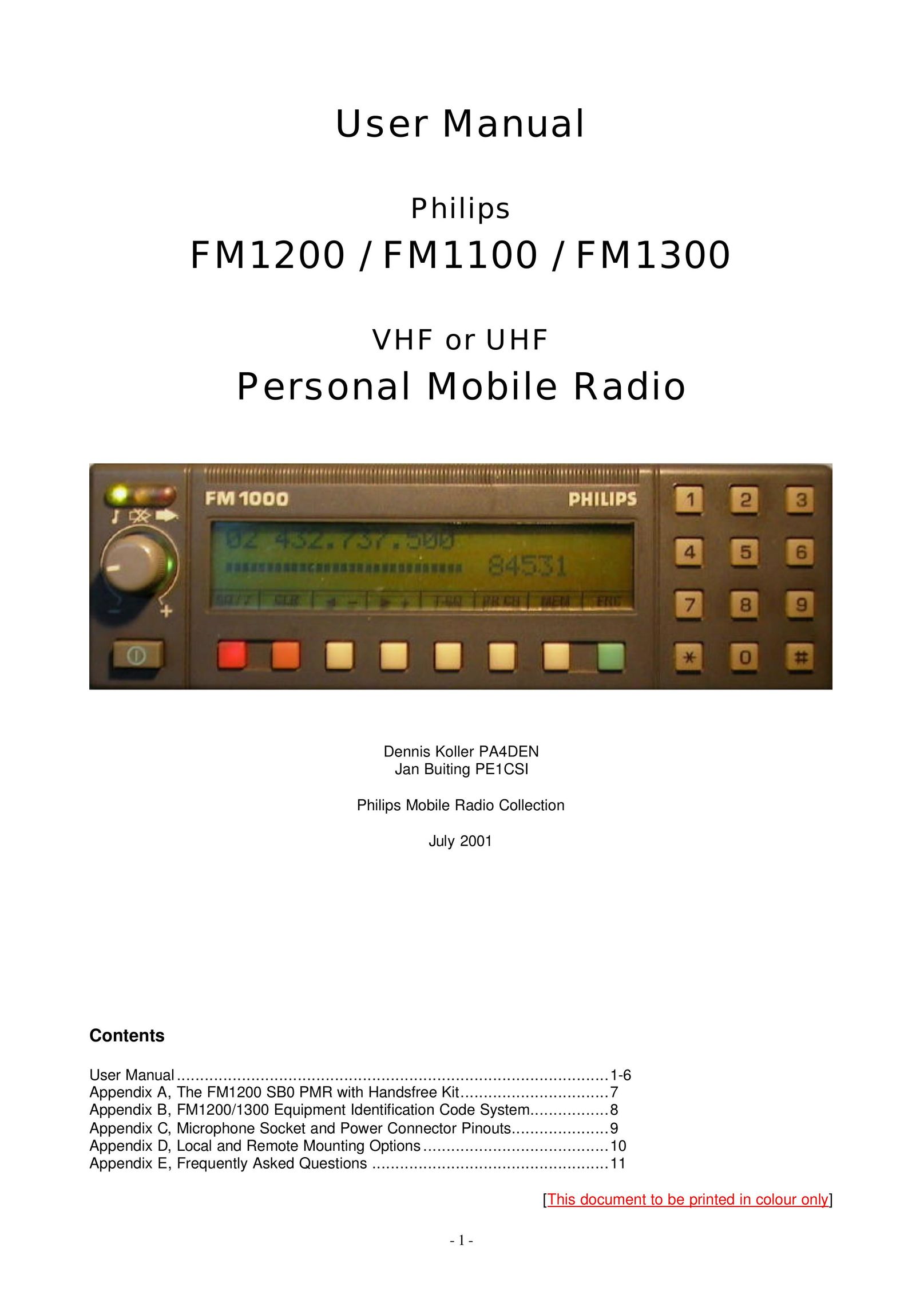 Pioneer FM1200 Two-Way Radio User Manual