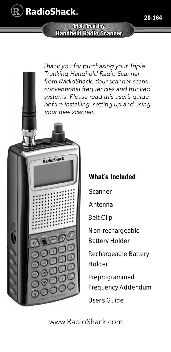 Radio Shack 20-164 Two-Way Radio User Manual