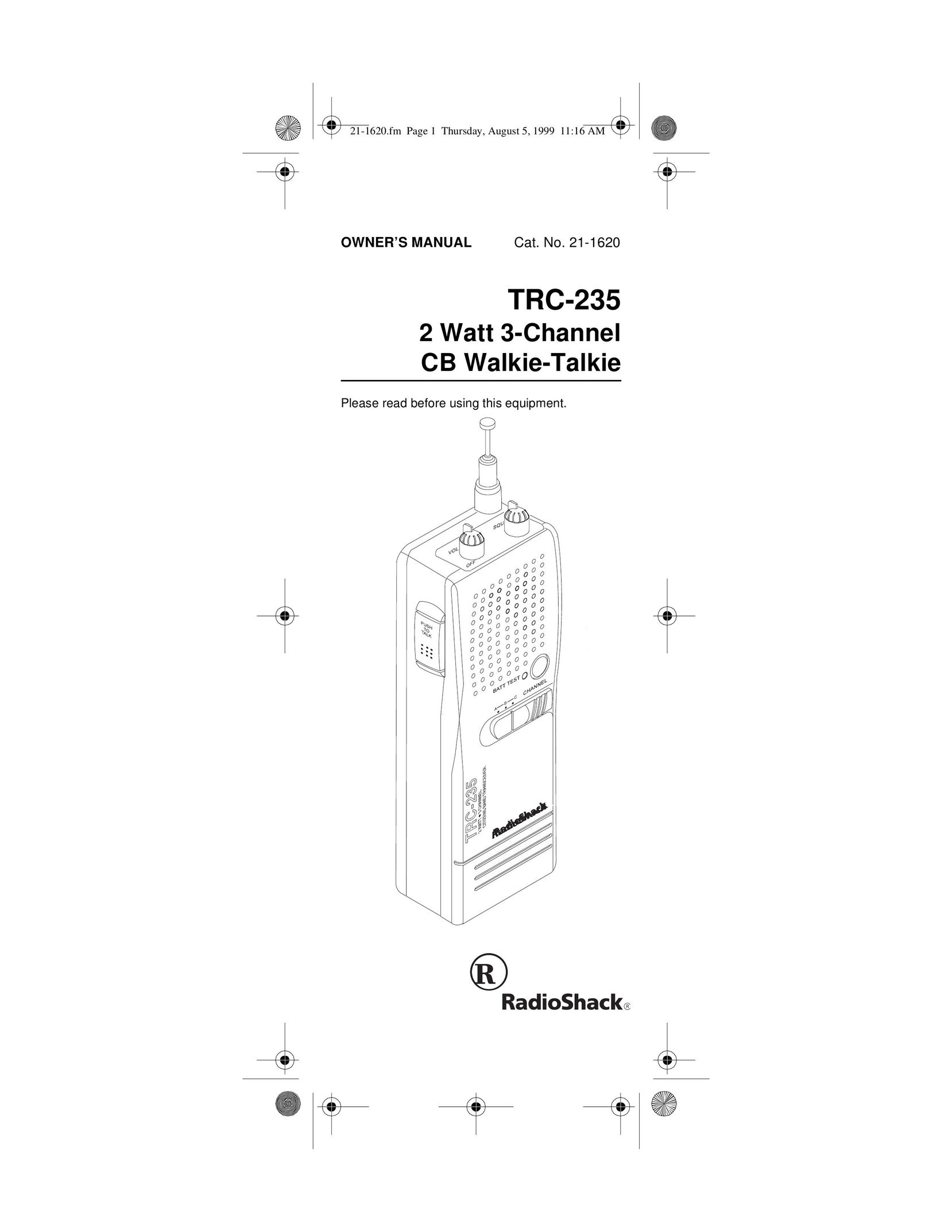Radio Shack 21-1620 Two-Way Radio User Manual