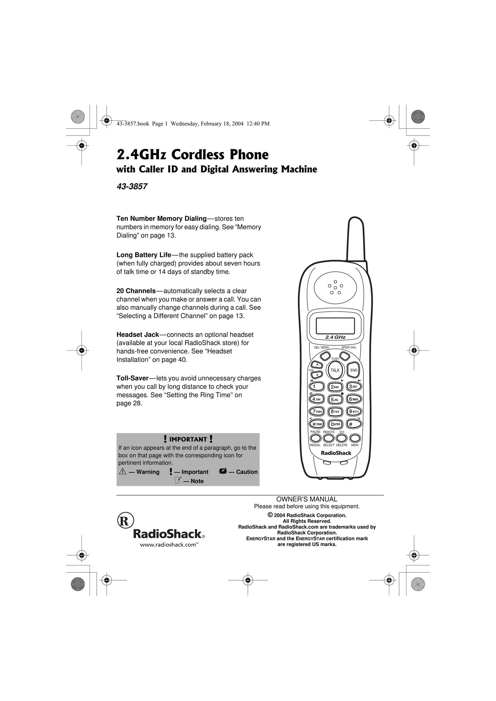 Radio Shack 43-3857 Two-Way Radio User Manual