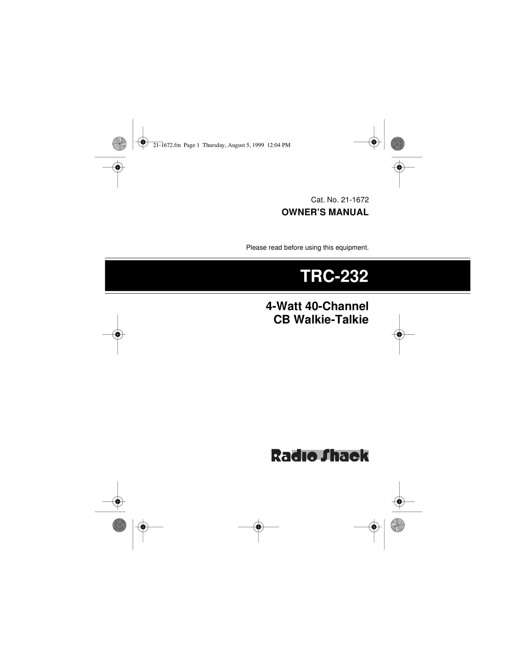 Radio Shack TRC-232 Two-Way Radio User Manual
