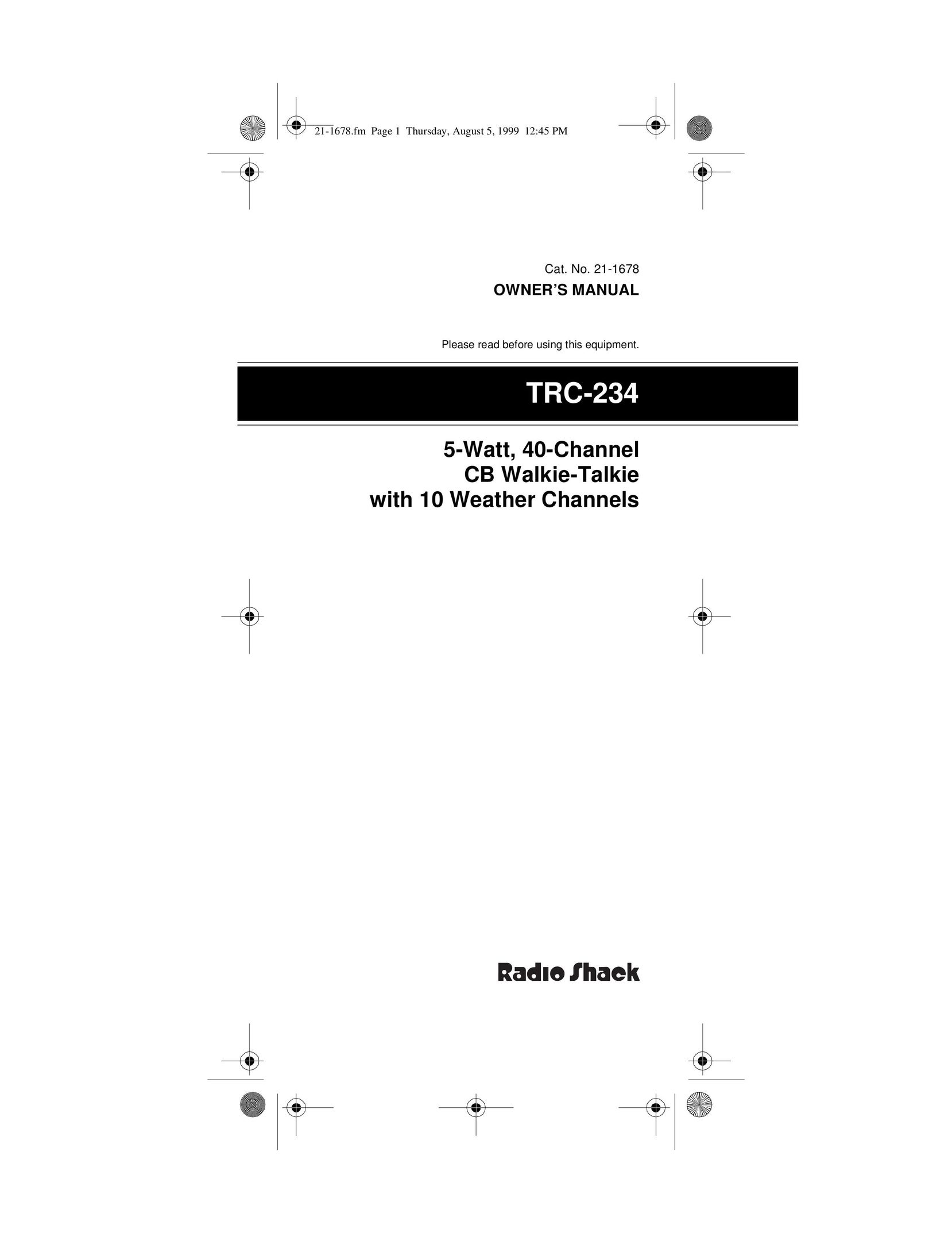 Radio Shack TRC-234 Two-Way Radio User Manual