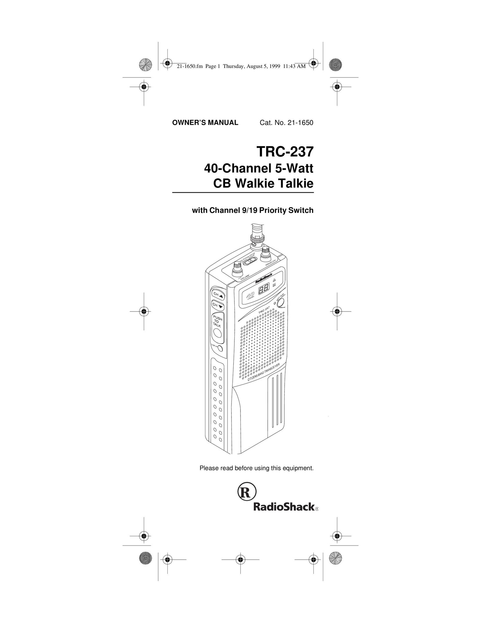 Radio Shack TRC-237 Two-Way Radio User Manual