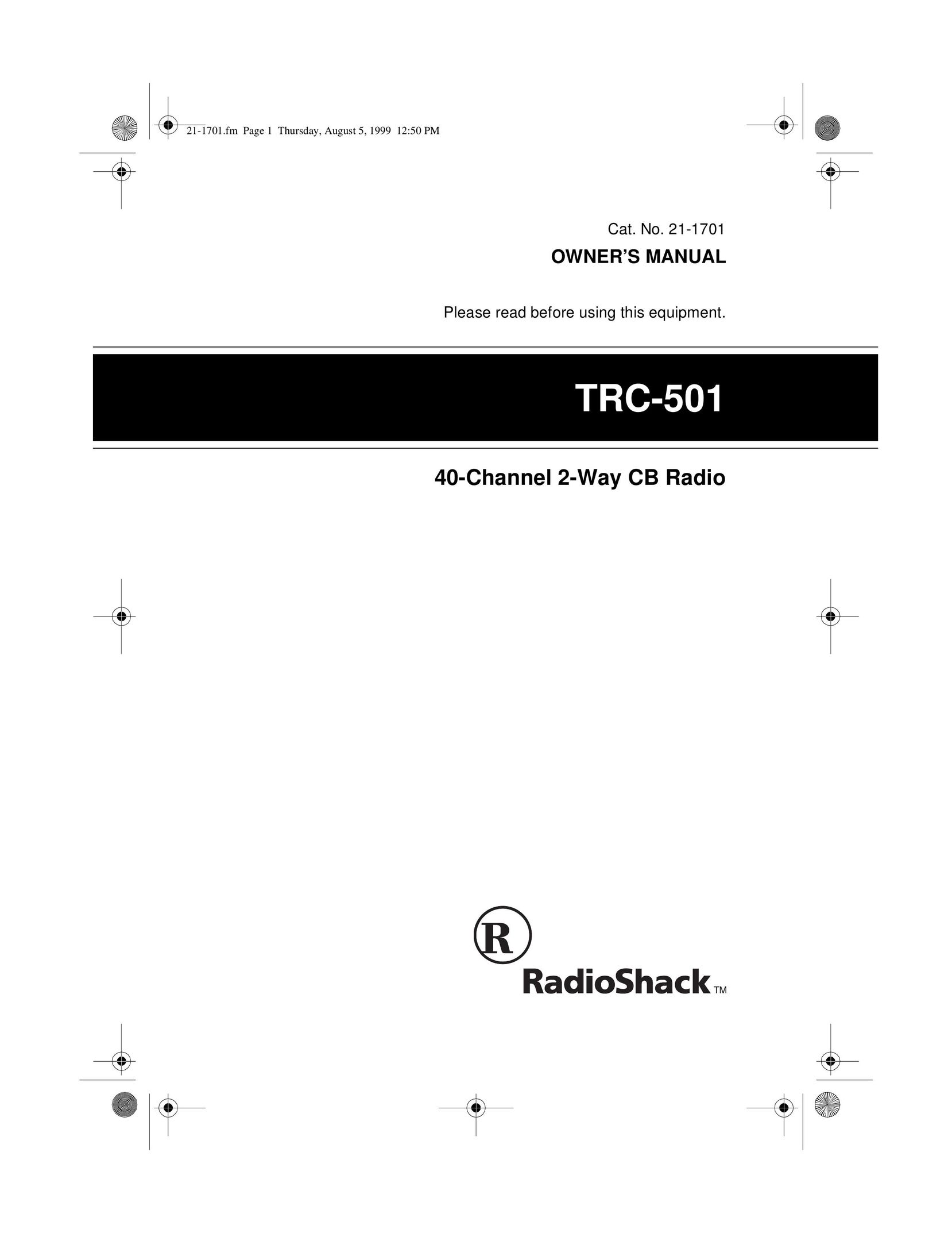 Radio Shack TRC-501 Two-Way Radio User Manual