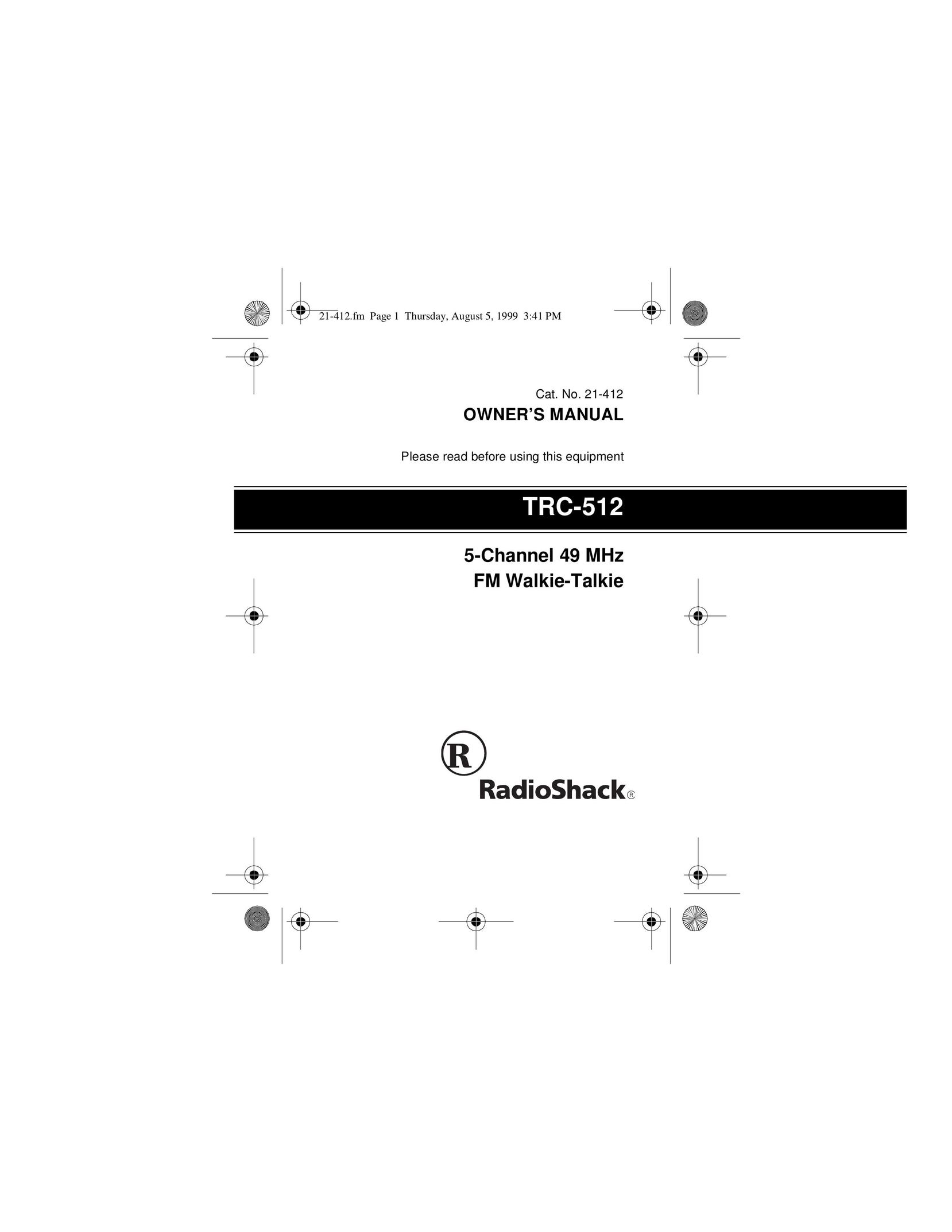 Radio Shack TRC-512 Two-Way Radio User Manual