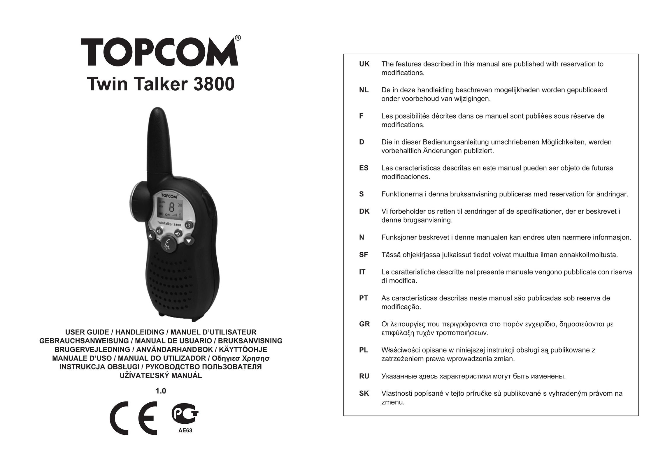 Topcom 3800 Two-Way Radio User Manual
