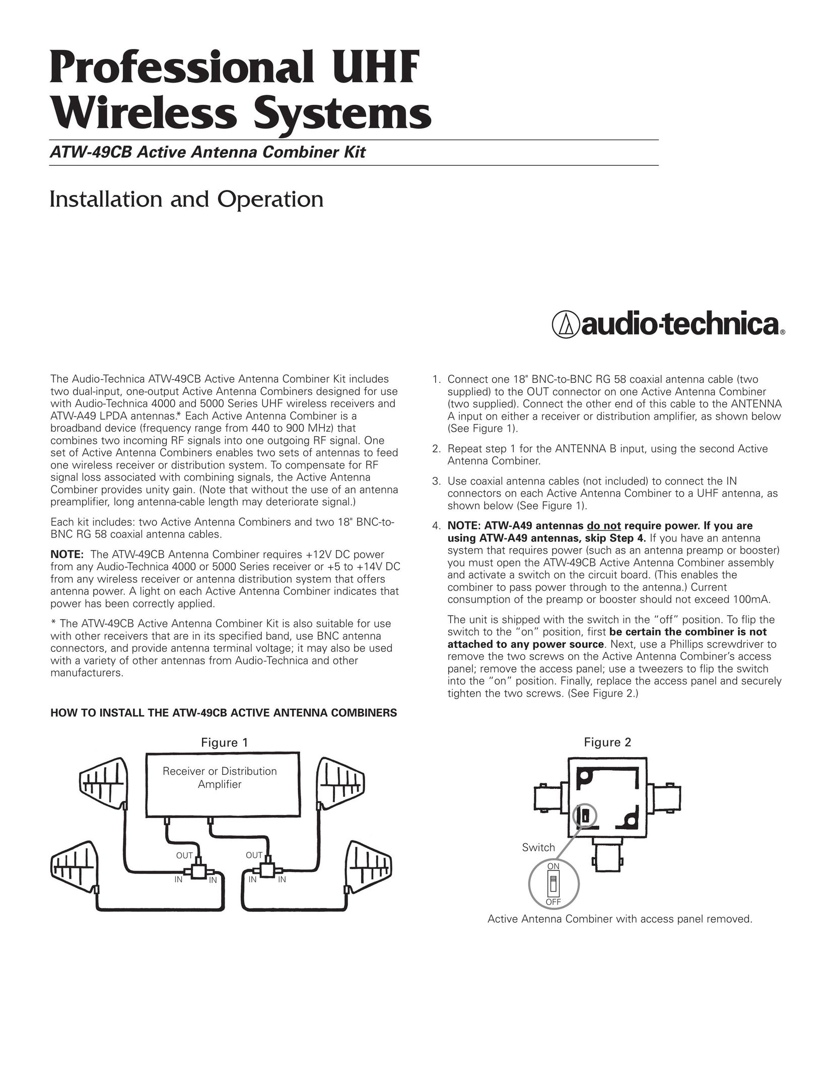 Audio-Technica ATW-49CB Wireless Office Headset User Manual