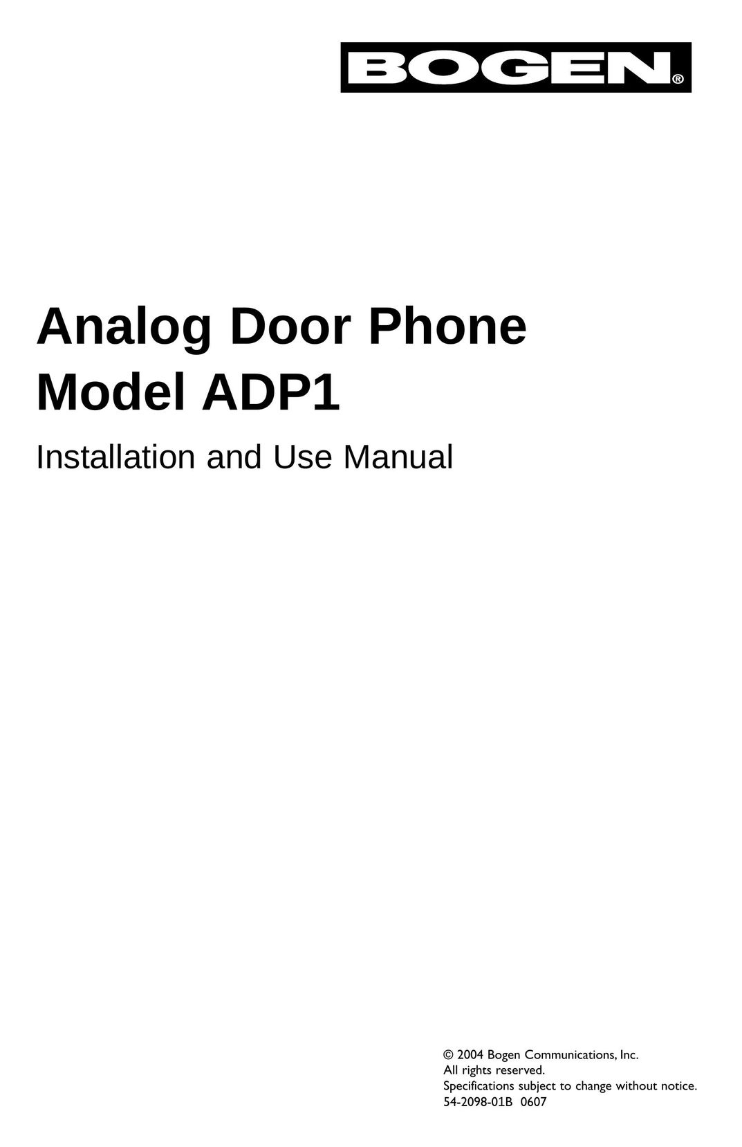 Bogen ADP1 Wireless Office Headset User Manual