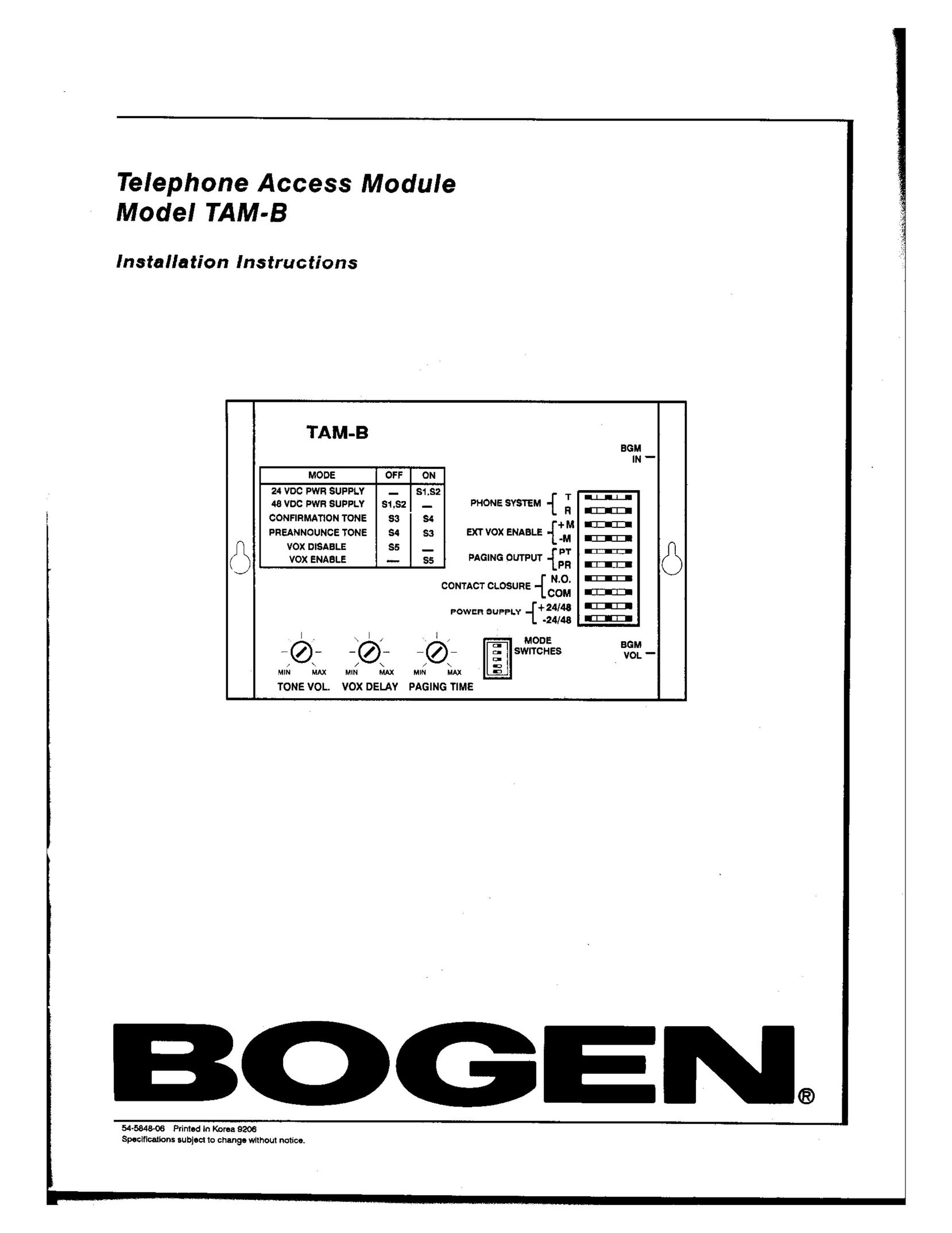 Bogen TAM-B Wireless Office Headset User Manual