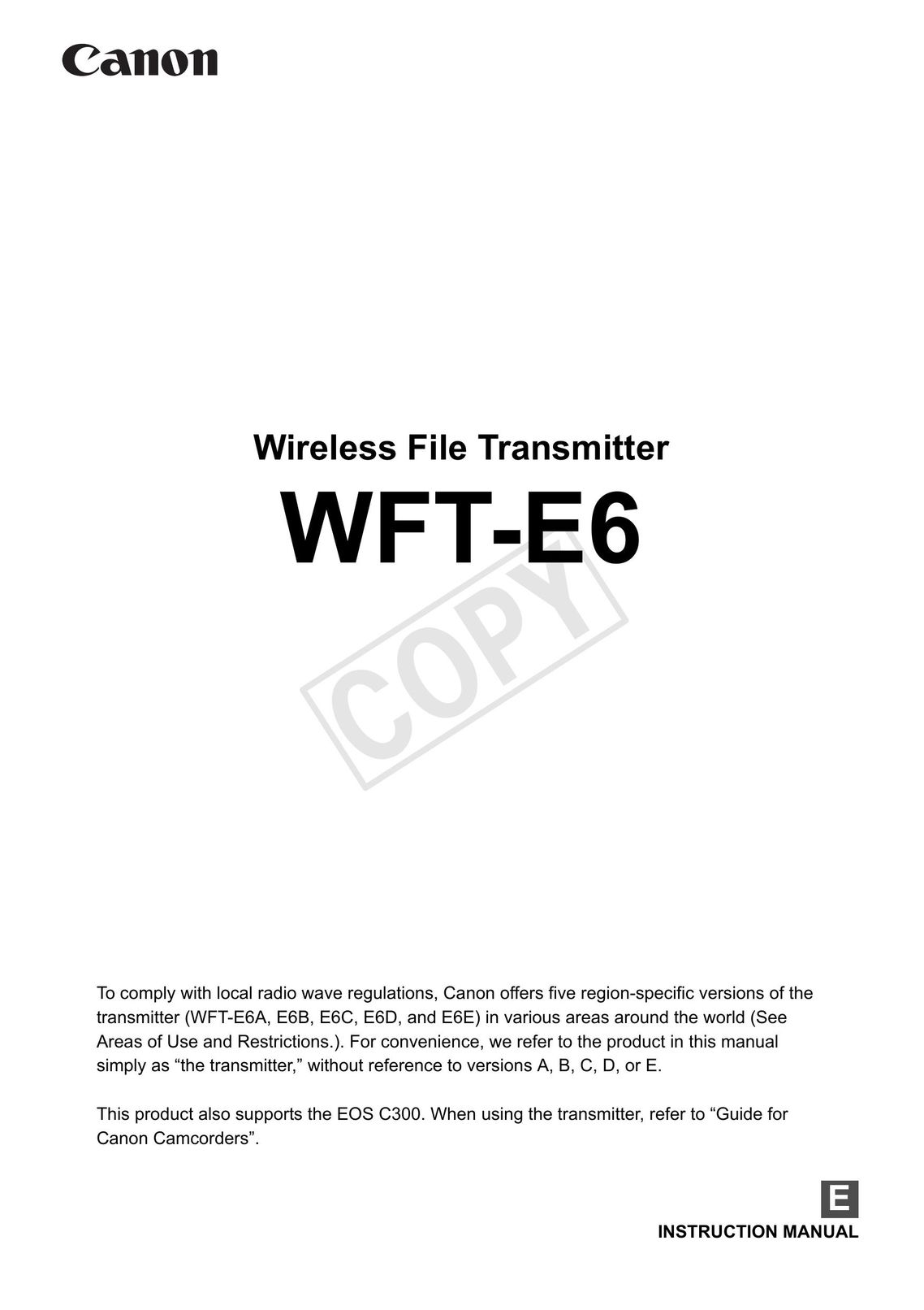 Canon Wireless File Transmitter Wireless Office Headset User Manual