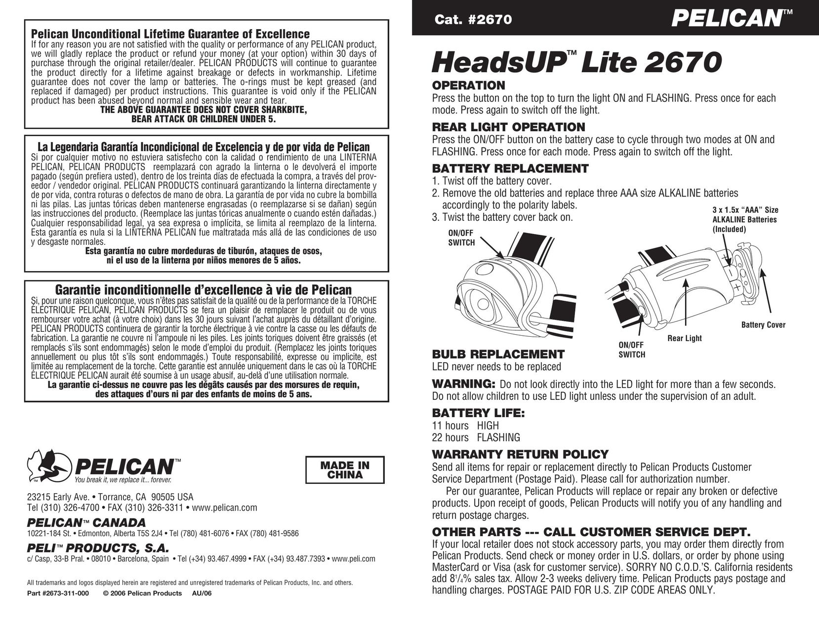 Pelican 2670 Wireless Office Headset User Manual