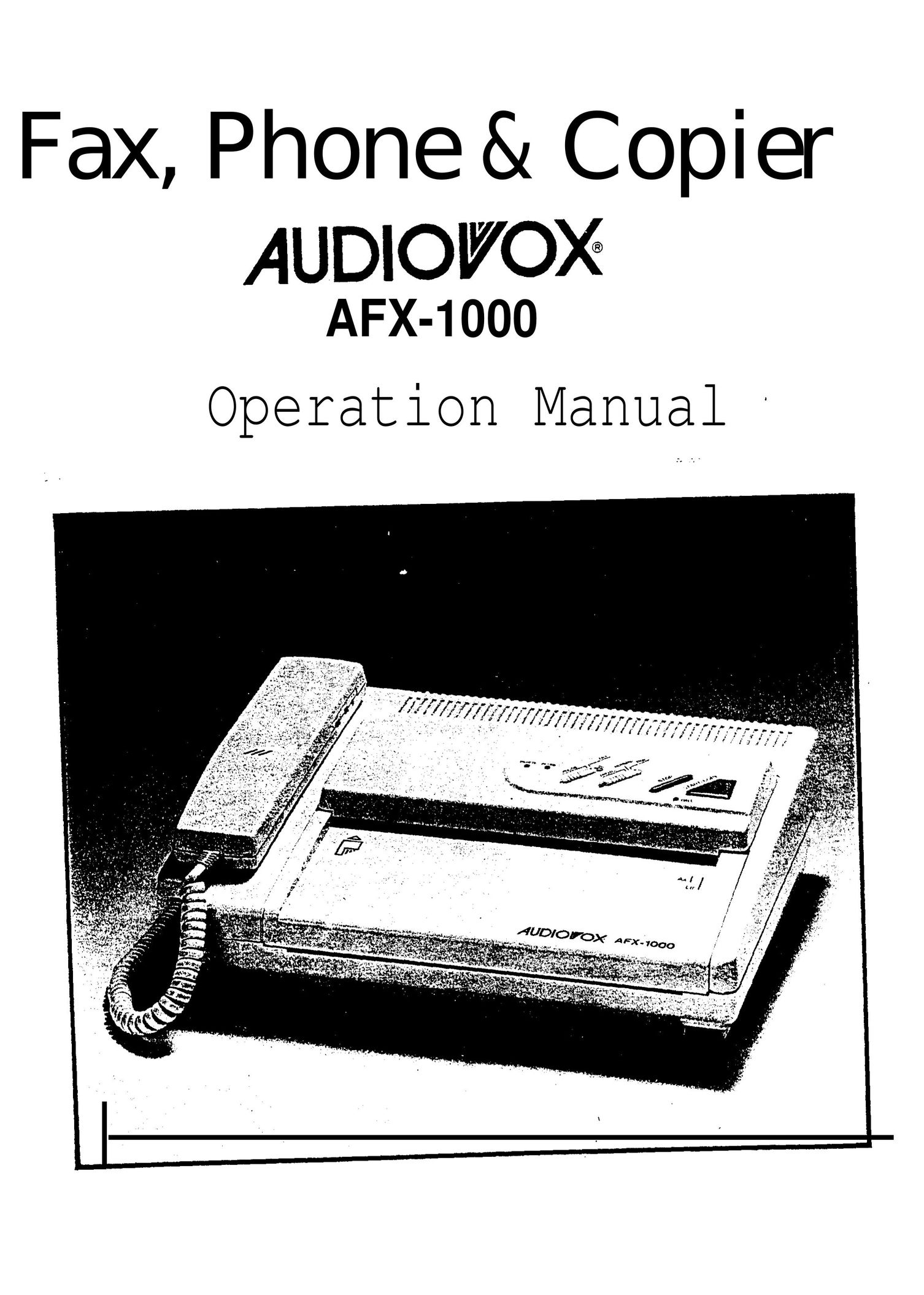 Audiovox AFX-1000 All in One Printer User Manual
