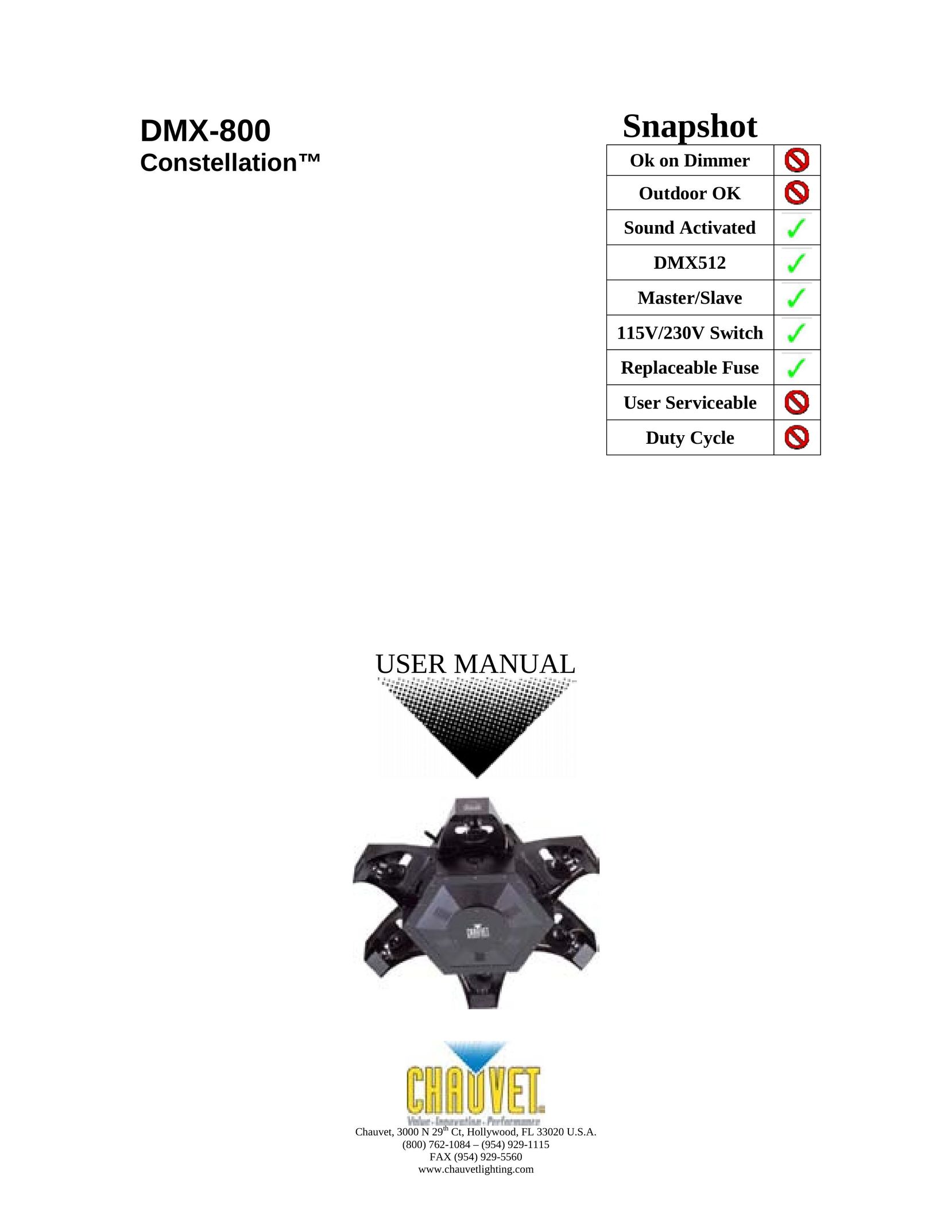 Chauvet DMX-800 All in One Printer User Manual