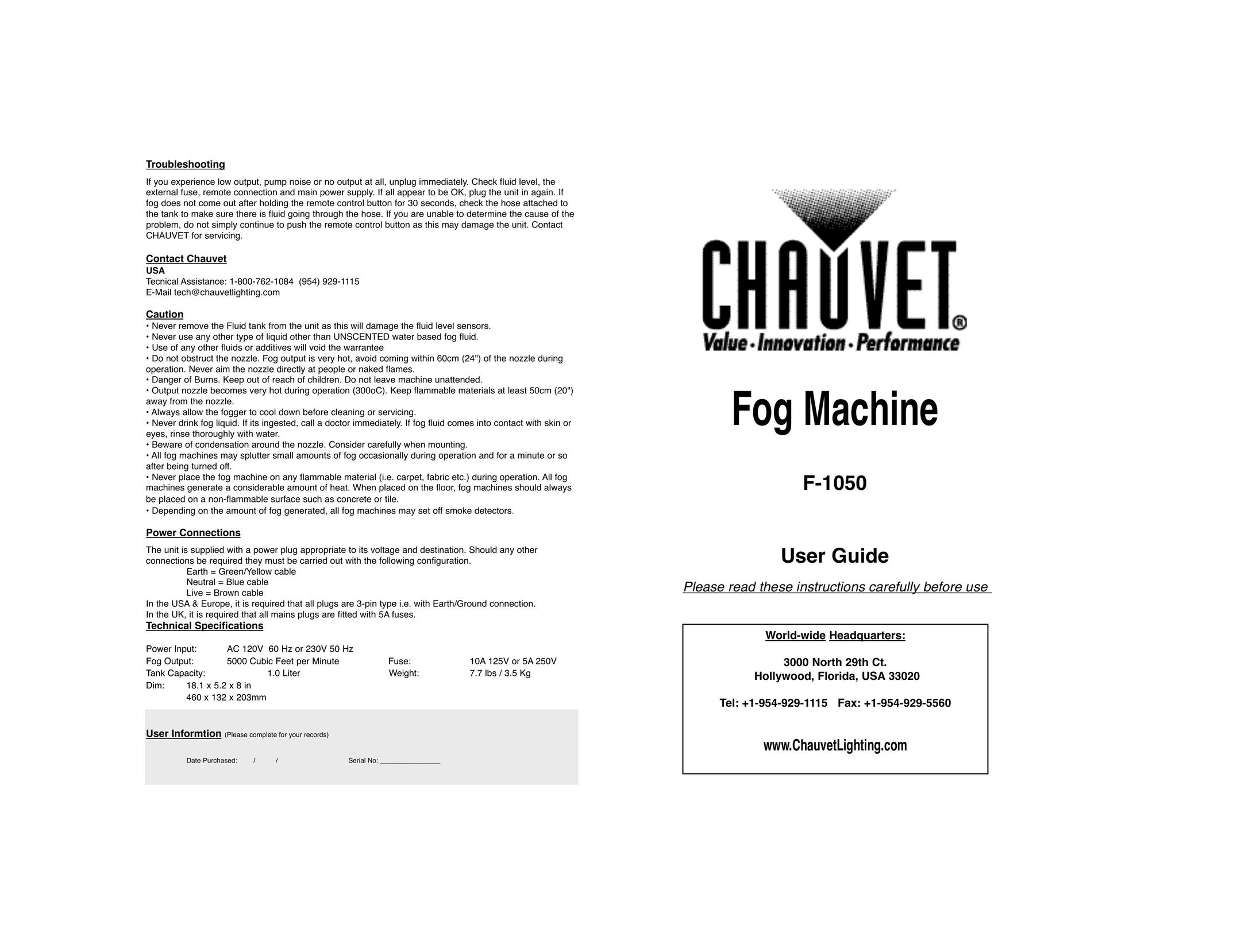 Chauvet F-1050 All in One Printer User Manual
