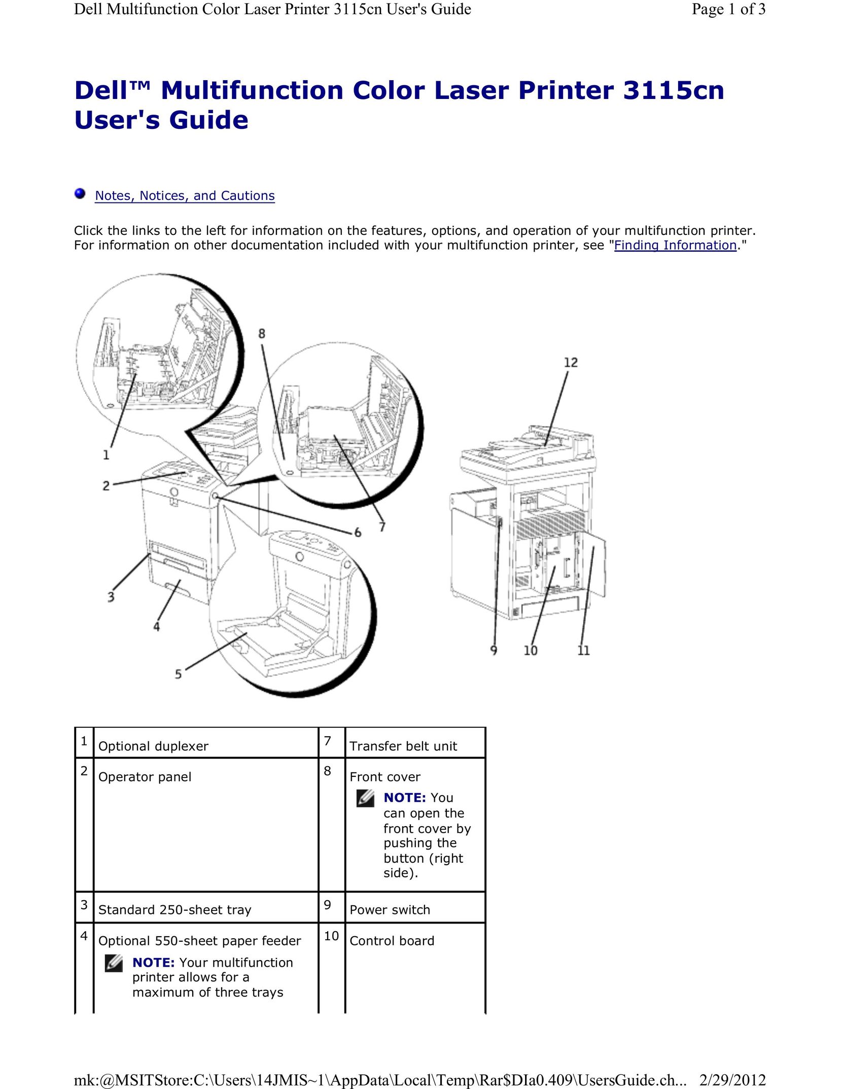 Dell 3115CN All in One Printer User Manual