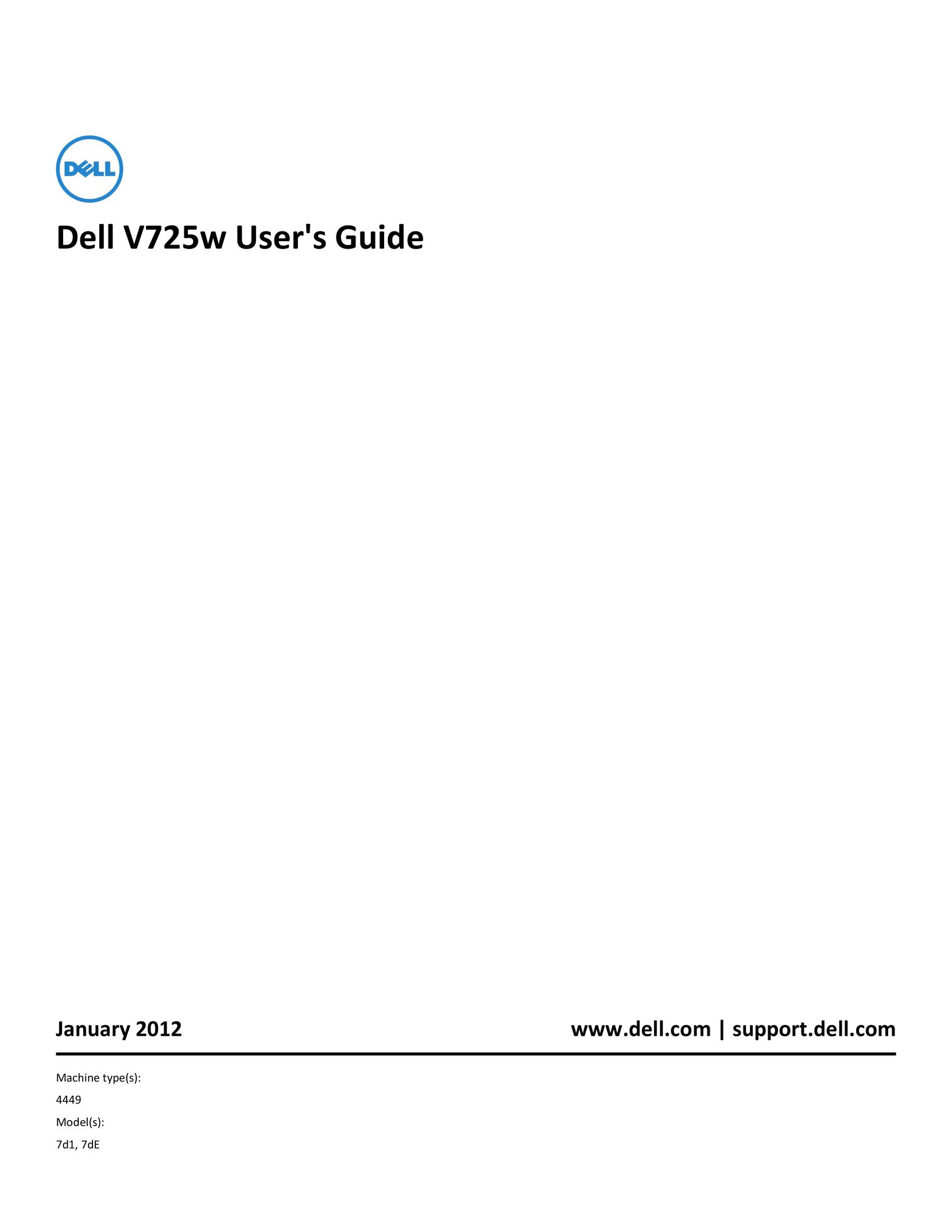 Dell 7dE All in One Printer User Manual