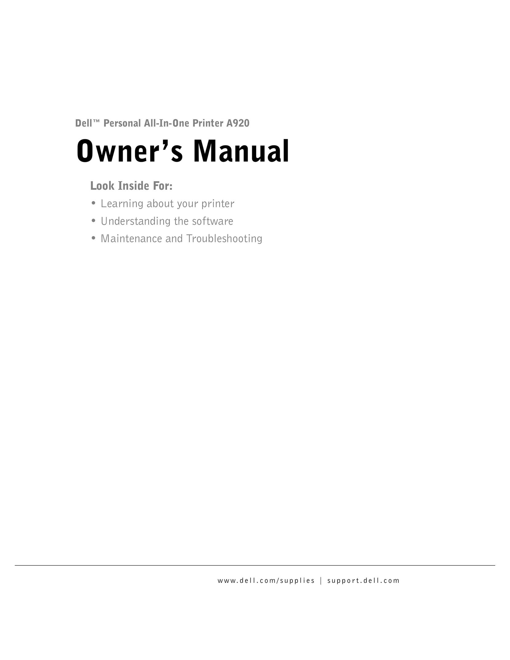 Dell A920 All in One Printer User Manual