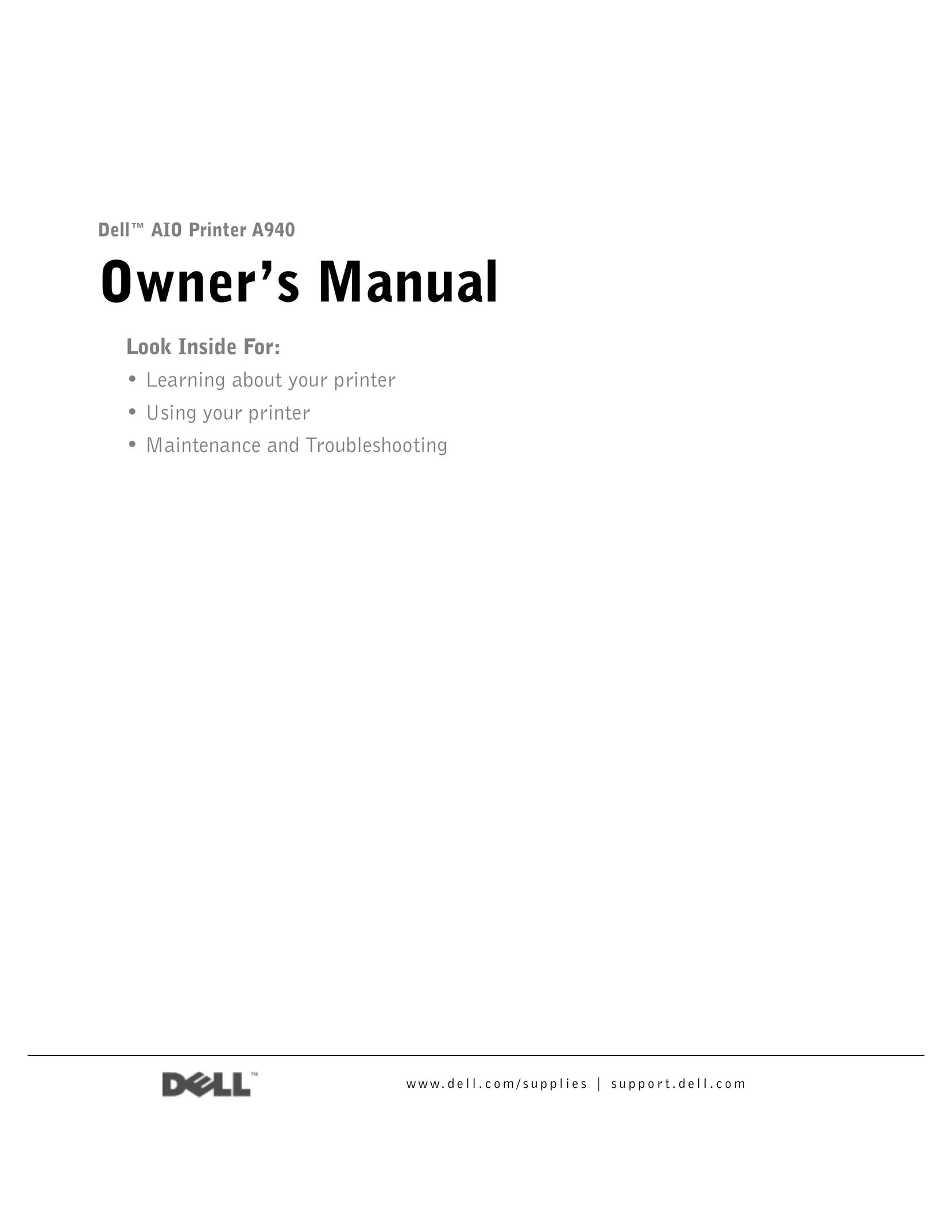 Dell A940 All in One Printer User Manual