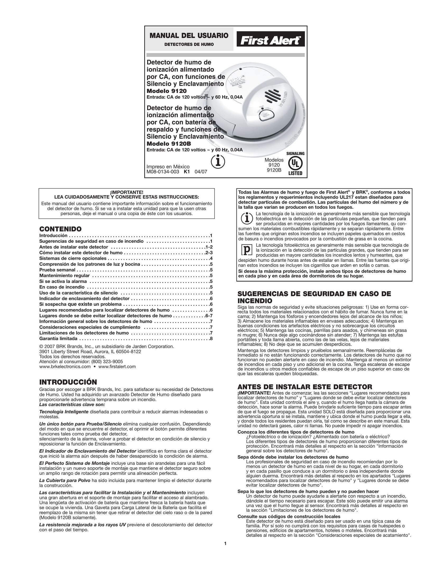 First Alert 9120 All in One Printer User Manual