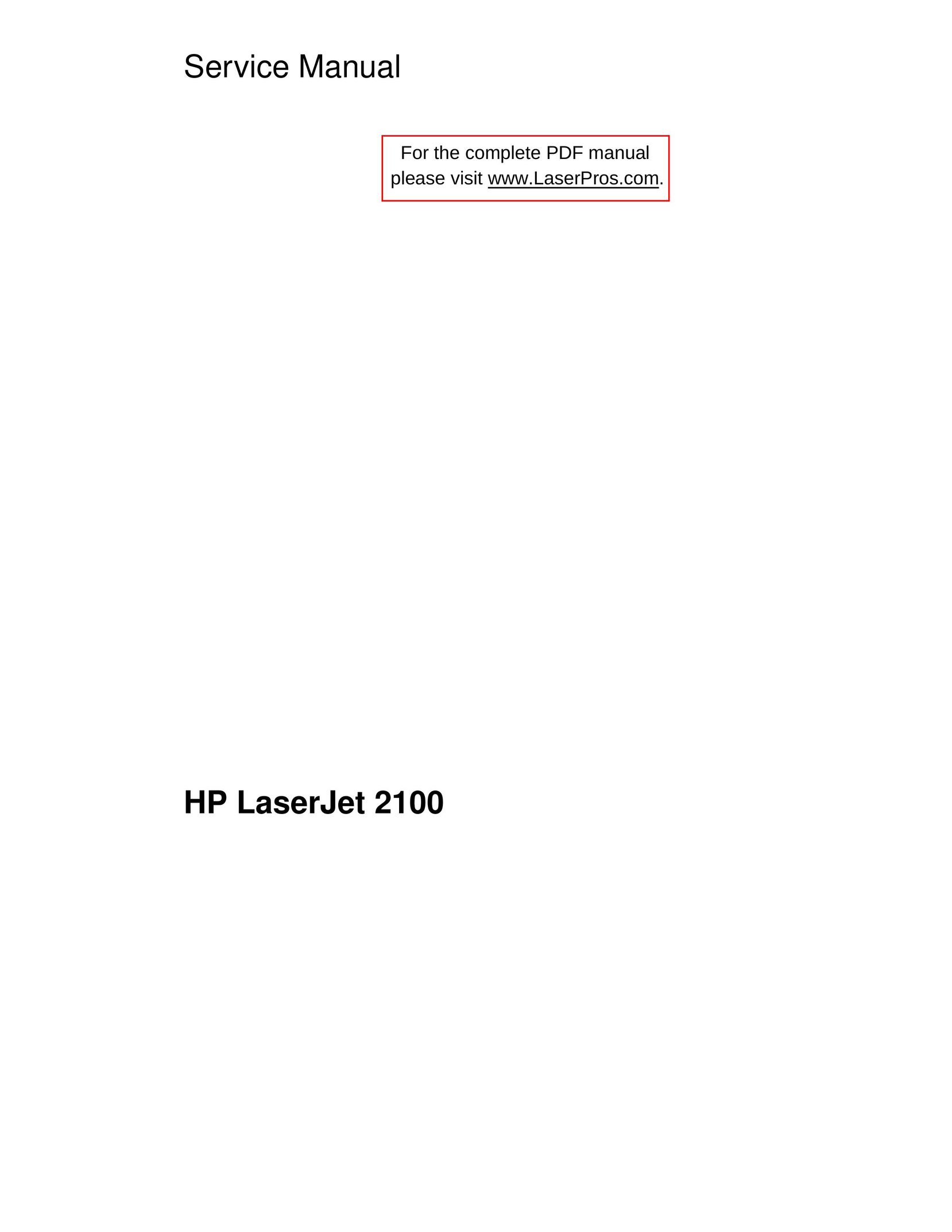 HP (Hewlett-Packard) 2100 All in One Printer User Manual