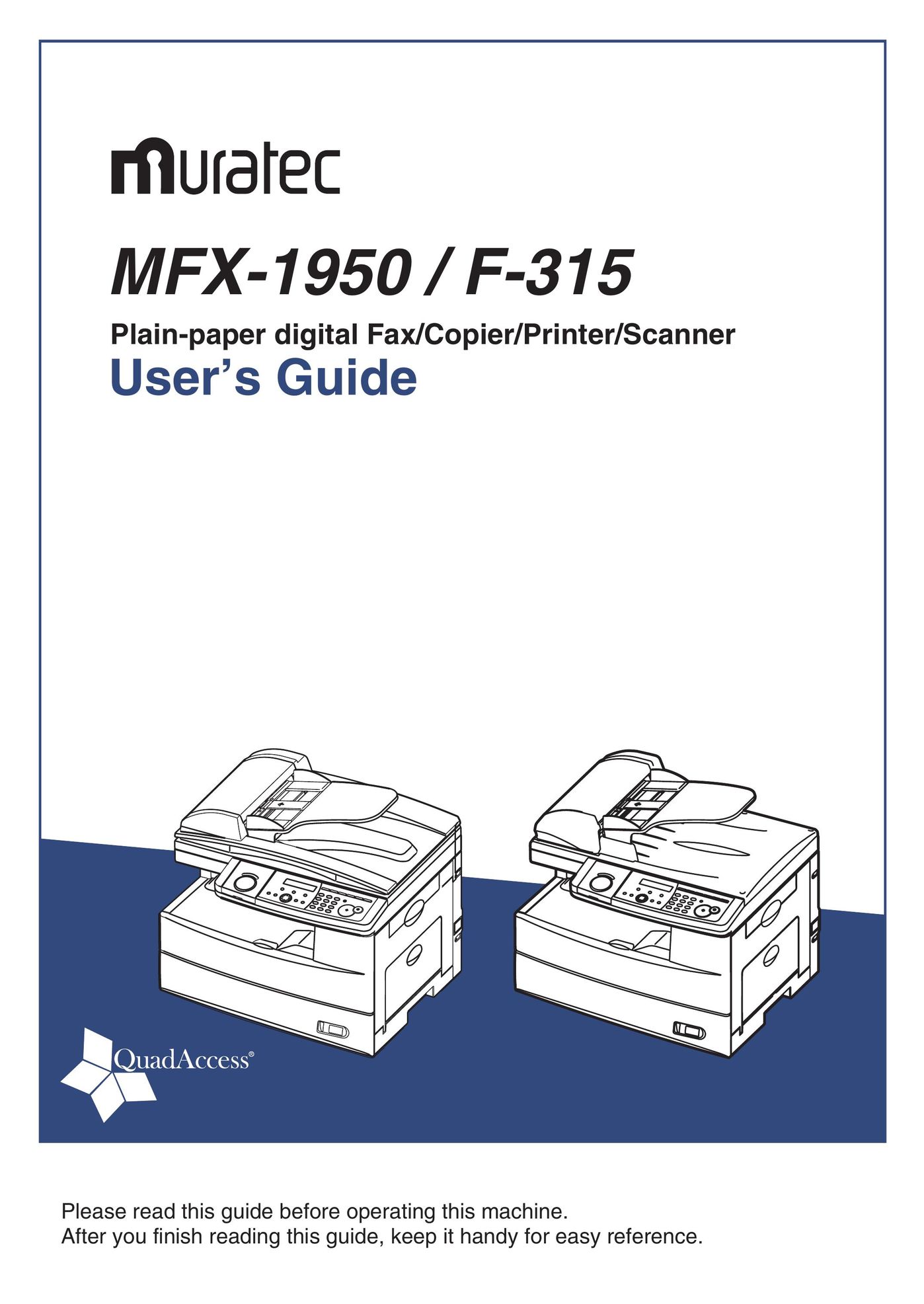 Muratec F-315 All in One Printer User Manual