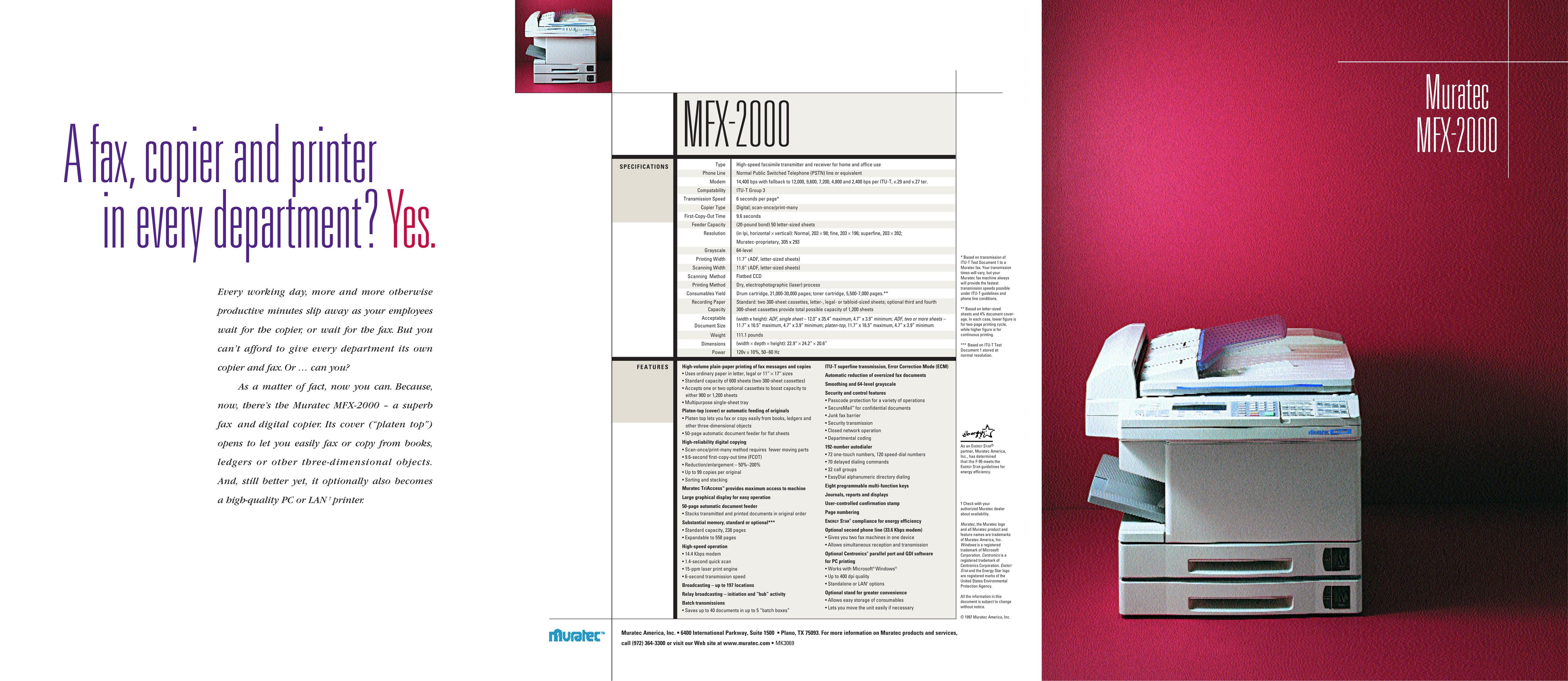 Muratec MFX-2000 All in One Printer User Manual