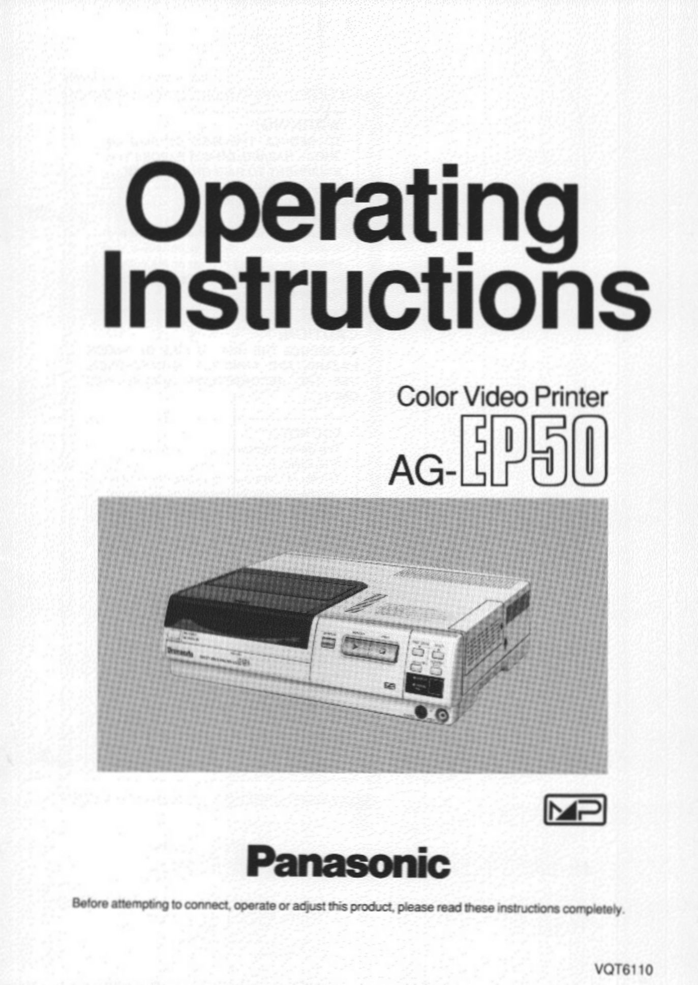 Panasonic AGEP50 All in One Printer User Manual