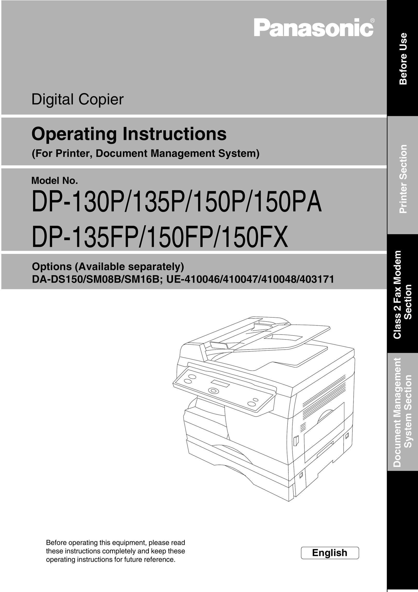 Panasonic DP-130P All in One Printer User Manual