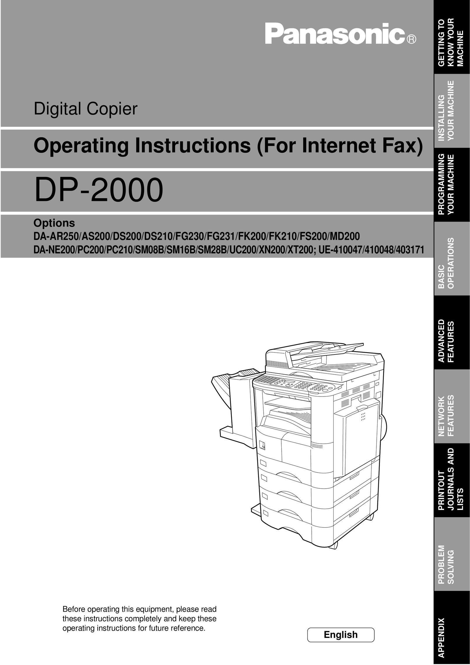 Panasonic DP-2000 All in One Printer User Manual