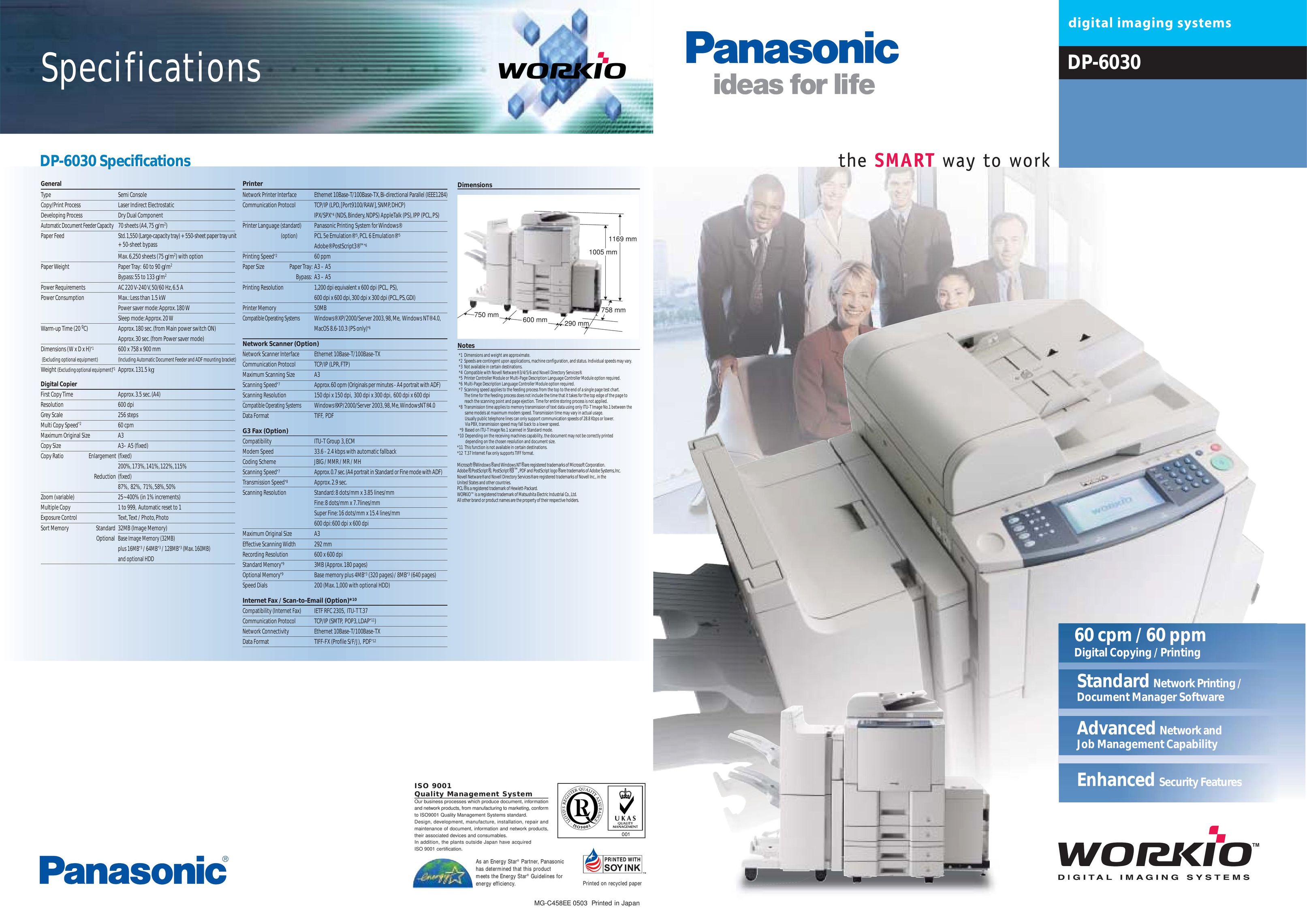 Panasonic DP-6030 All in One Printer User Manual