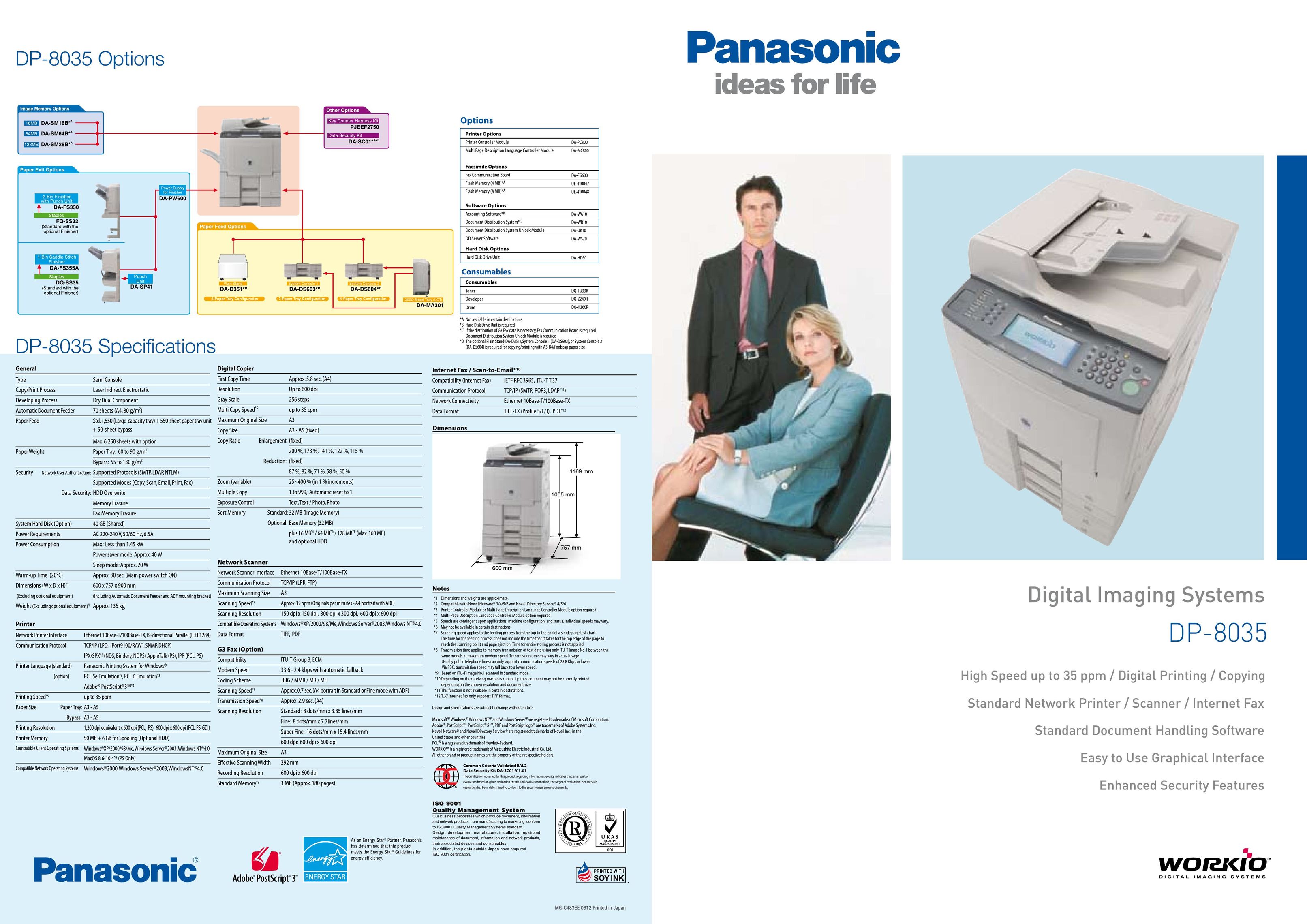 Panasonic DP-8035 All in One Printer User Manual