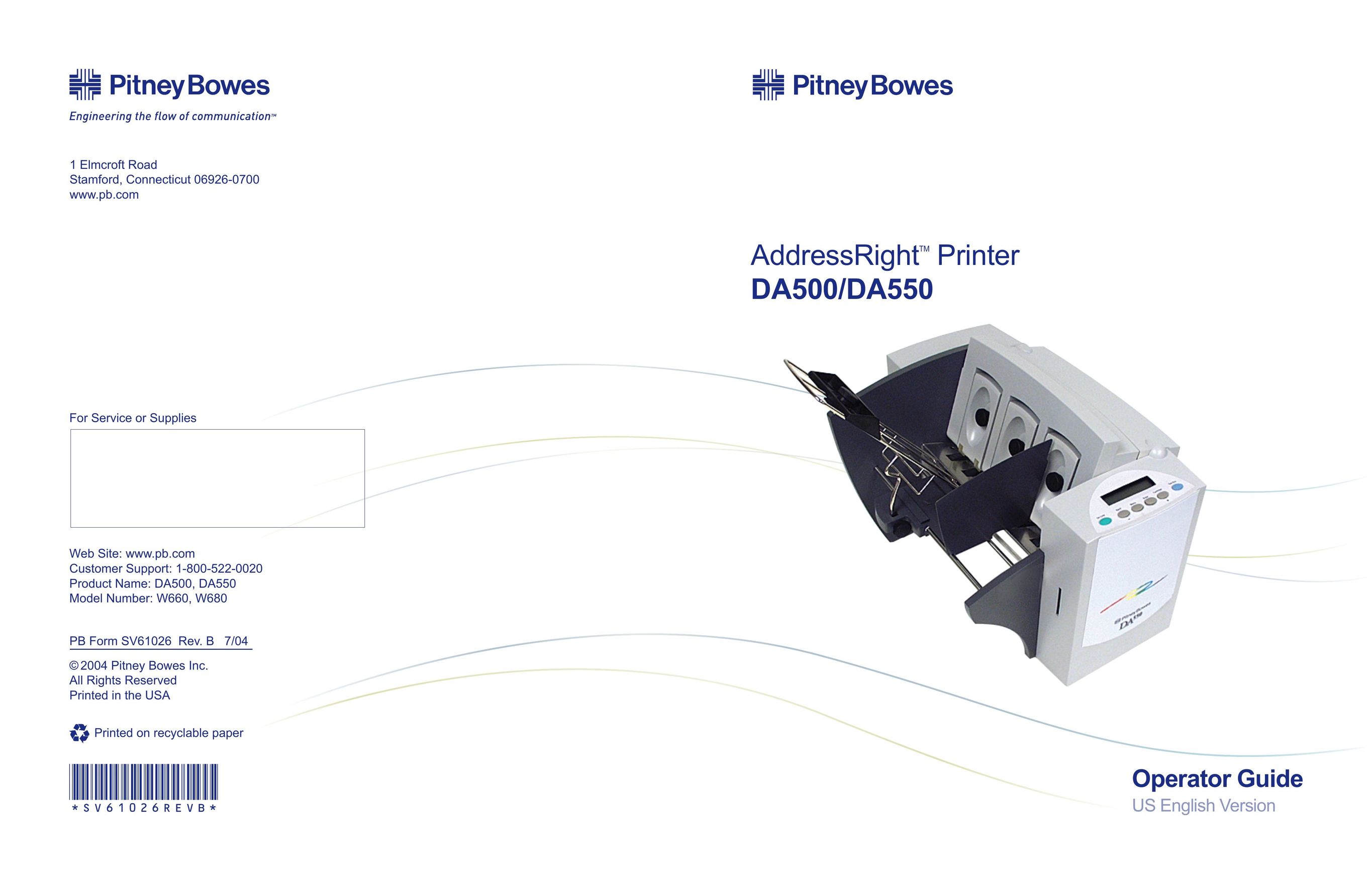 Pitney Bowes DA550 All in One Printer User Manual