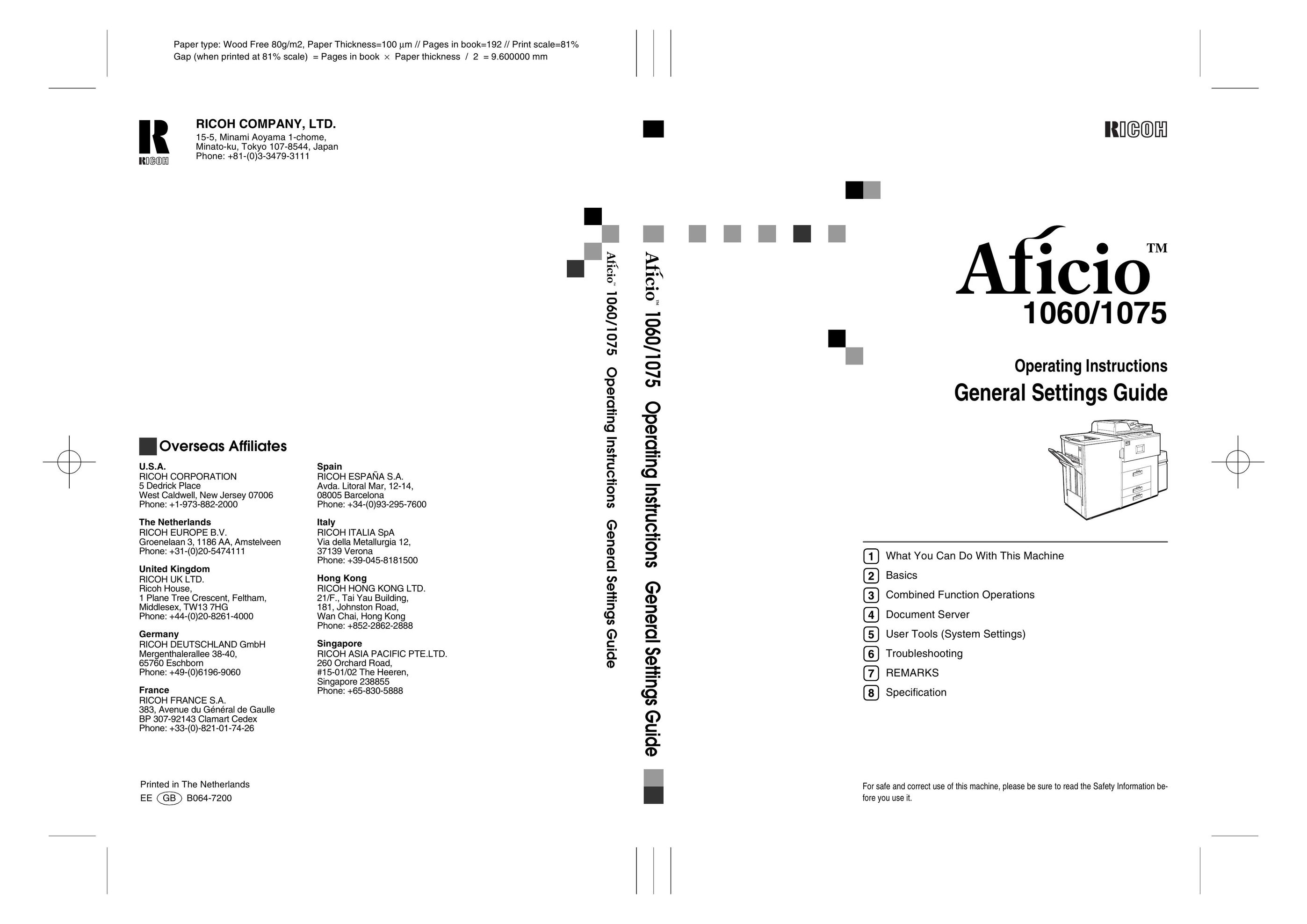 Ricoh 1075 All in One Printer User Manual