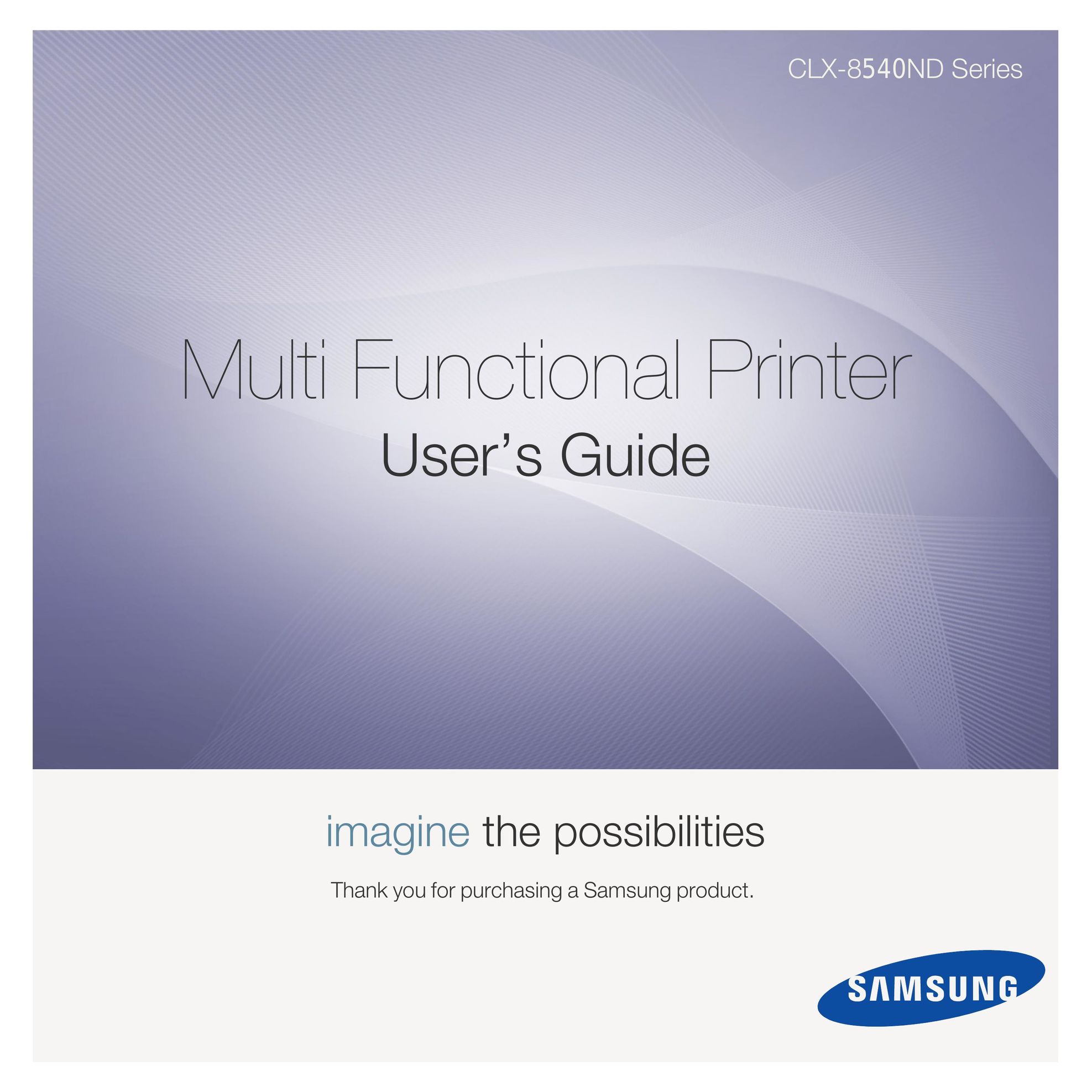 Samsung CLX-8540ND All in One Printer User Manual