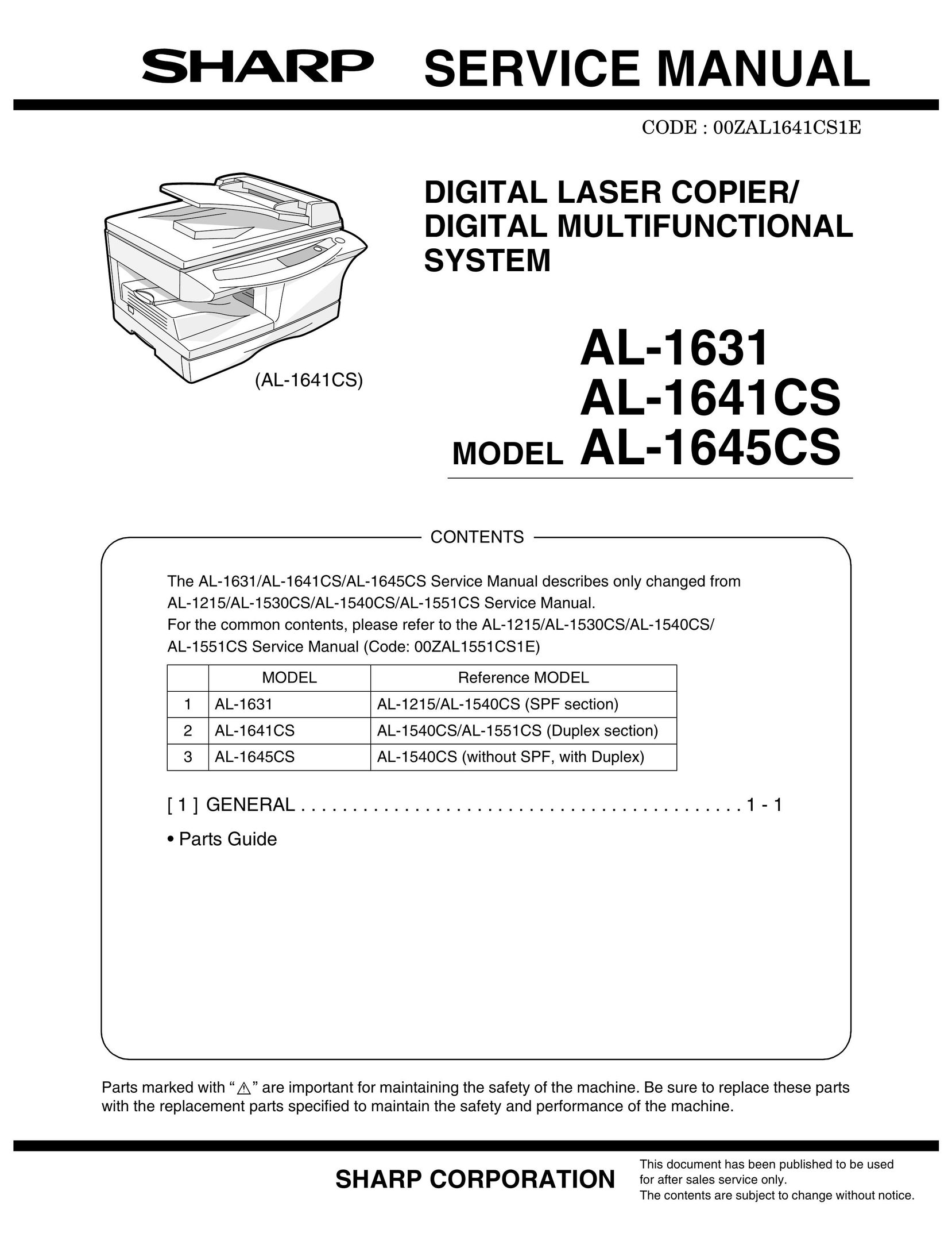 Sharp AL-1641CS All in One Printer User Manual
