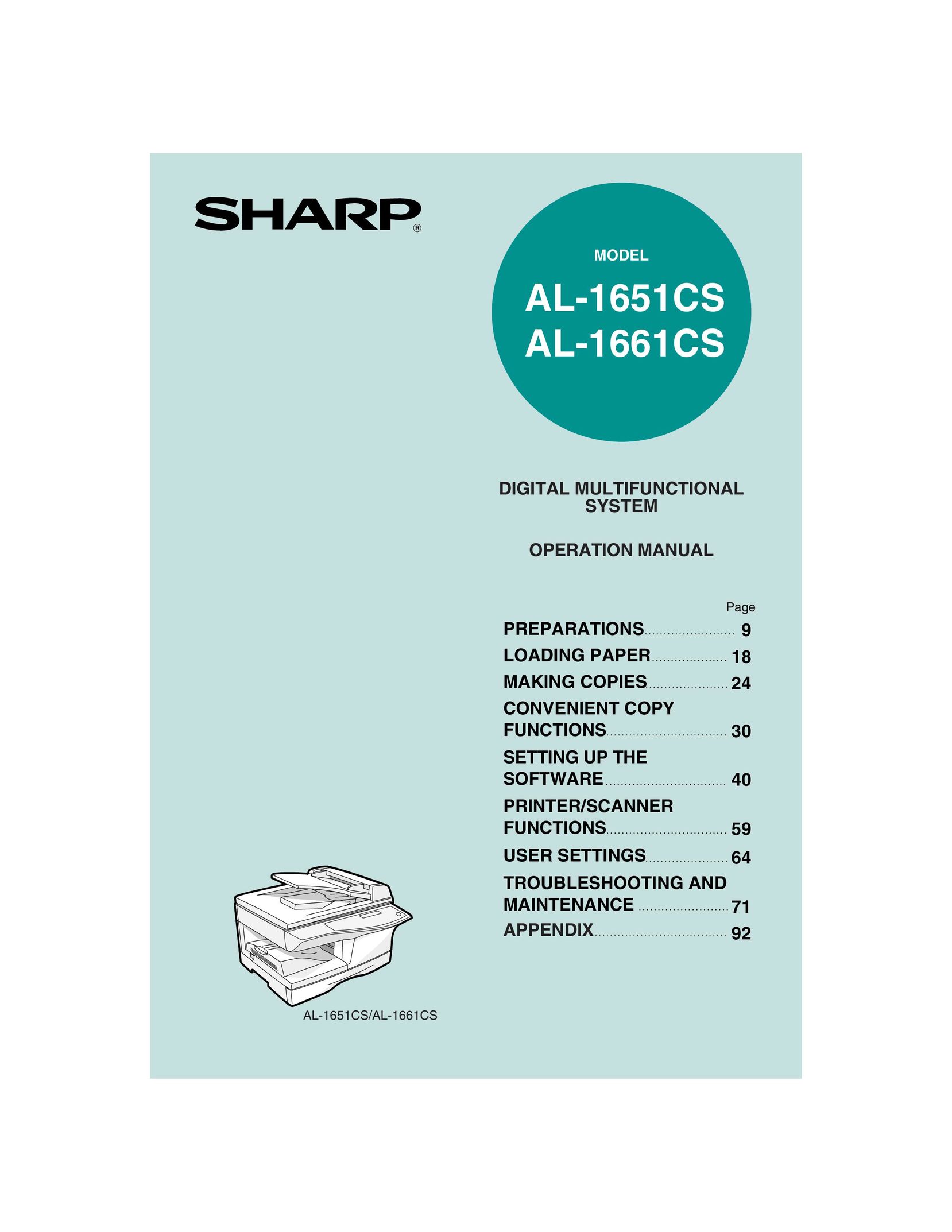 Sharp AL-1651CS All in One Printer User Manual
