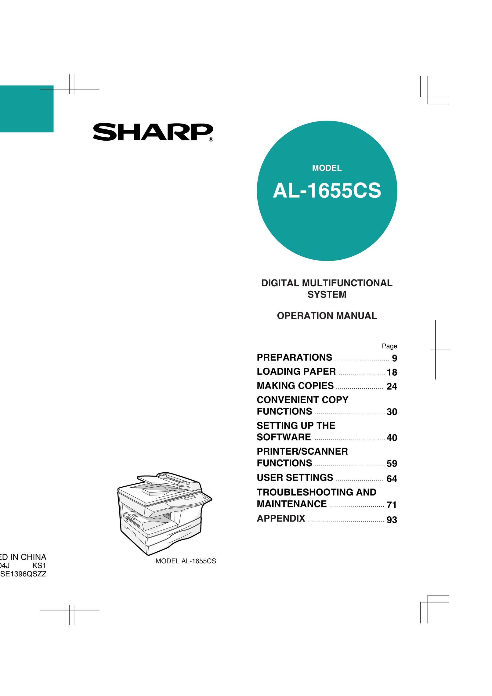 Sharp AL-1655CS All in One Printer User Manual