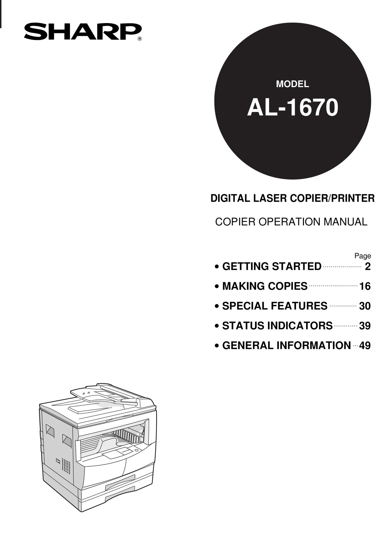 Sharp AL-1670 All in One Printer User Manual